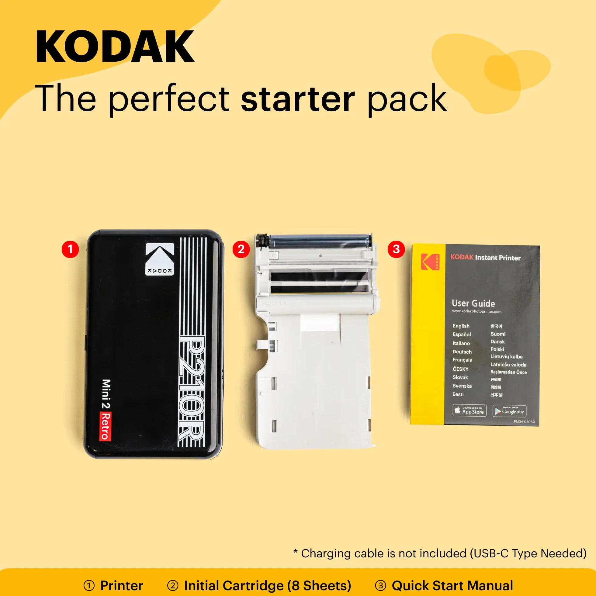 Kodak Mini 2 Plus Printer Retro Biały