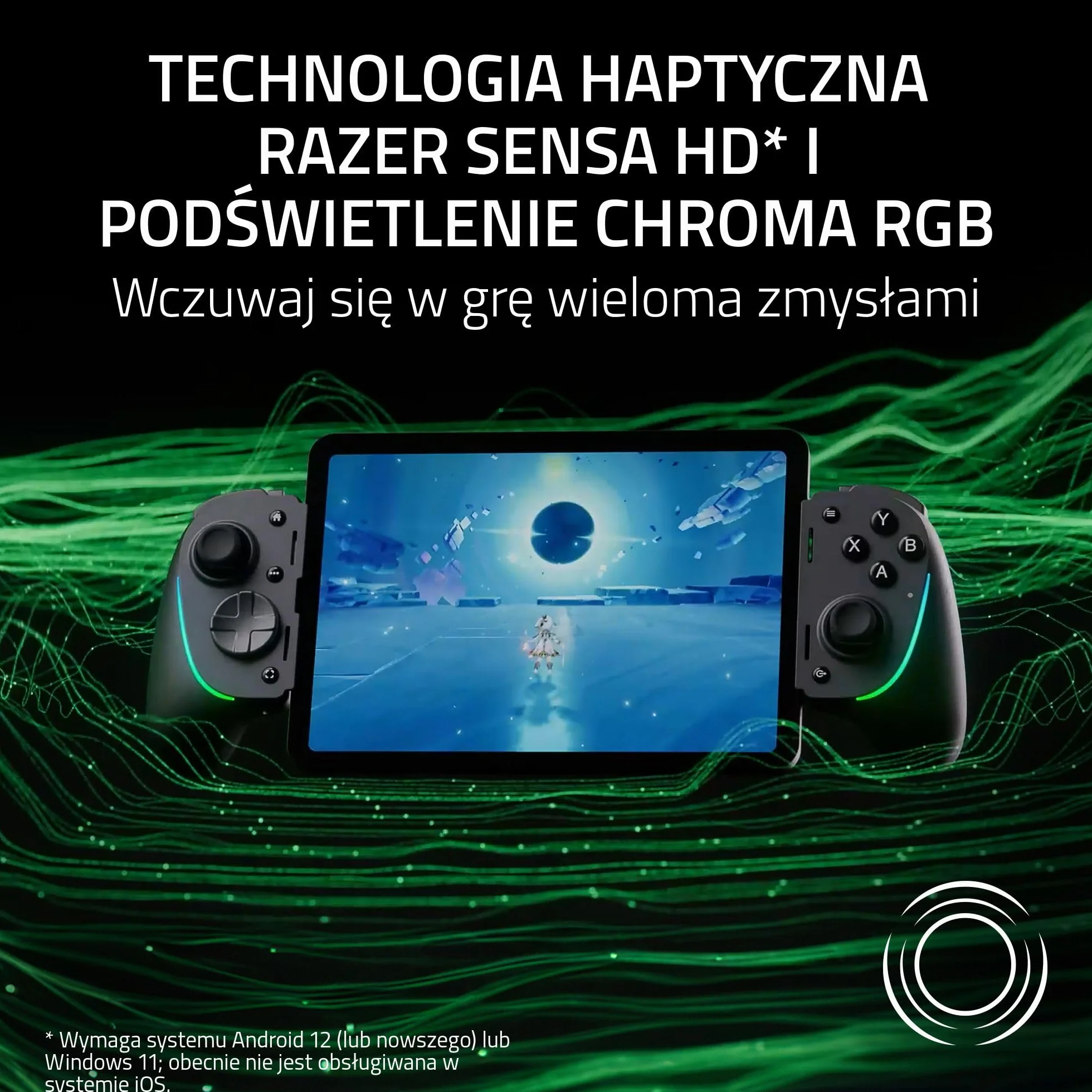 Razer Kishi Ultra USB-C - kontroler do gier na Androida, iPhone'a z serii 15 i 16, iPada Mini A17 Pro i 6 (haptyka Sensa HD, RGB, ładowanie passthrough, przyciski mecha-taktyczne i D-pad) Czarny