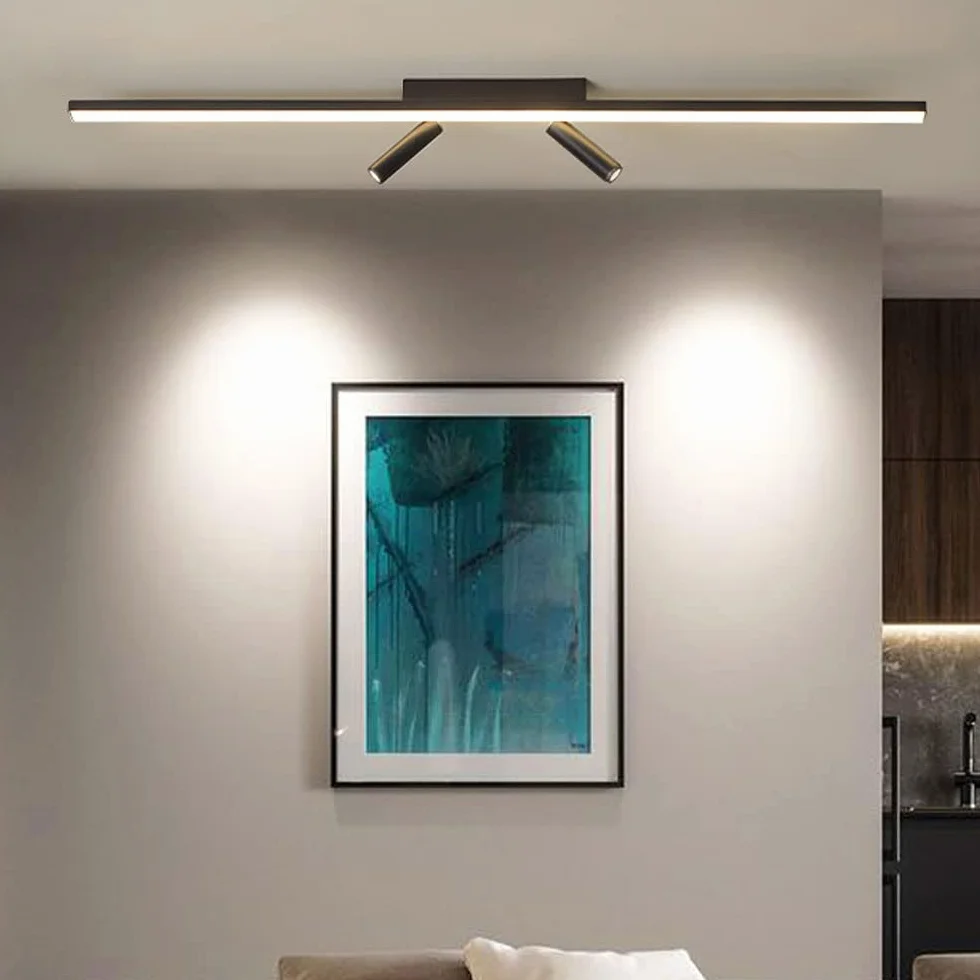 Liniowa lampa sufitowa LED 31.5 "Reflektor do montażu powierzchniowego, minimalistyczny żyrandol na wyspę 80 cm Oprawa oświetleniowa Reflektory sufitowe do kuchni Jadalnia Komercyjna sypialnia