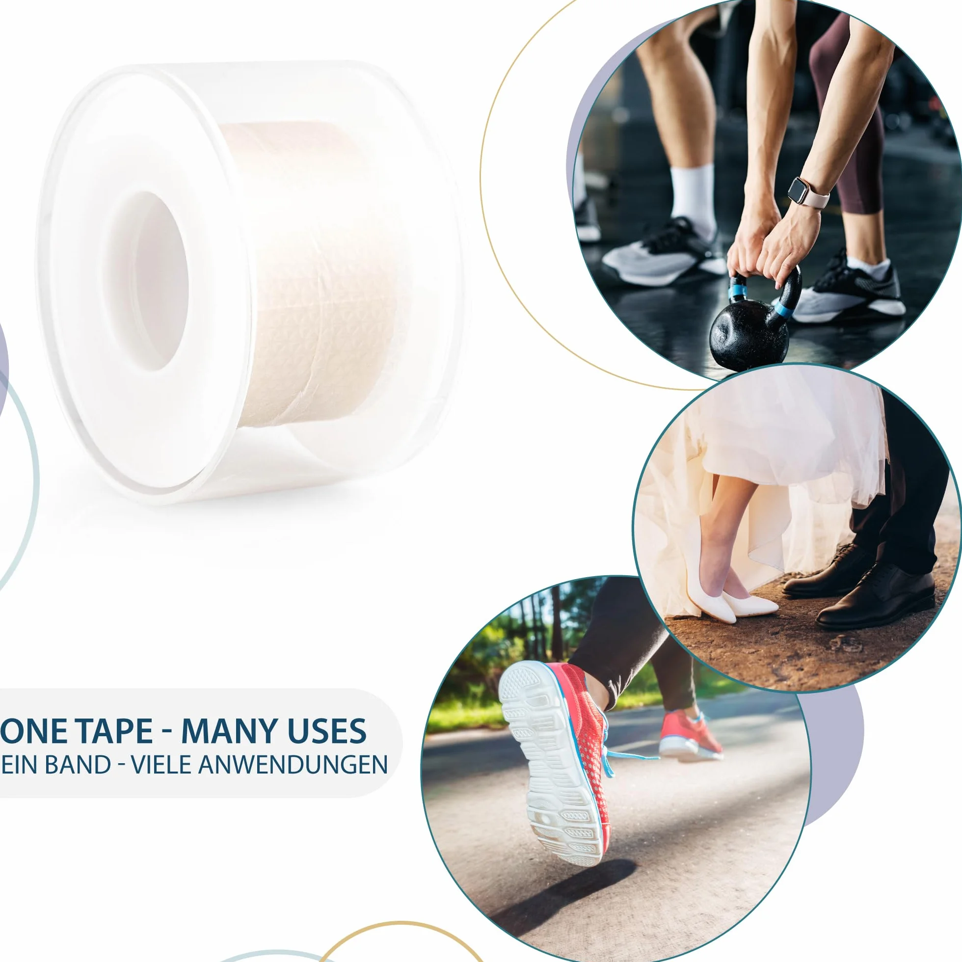 HALUTO plaster na pęcherze w rolce - perforowany plaster silikonowy - plaster hydrokoloidowy na palce, stopę i dłoń - plaster na piętę - na otarcia, odciski, bolące miejsca