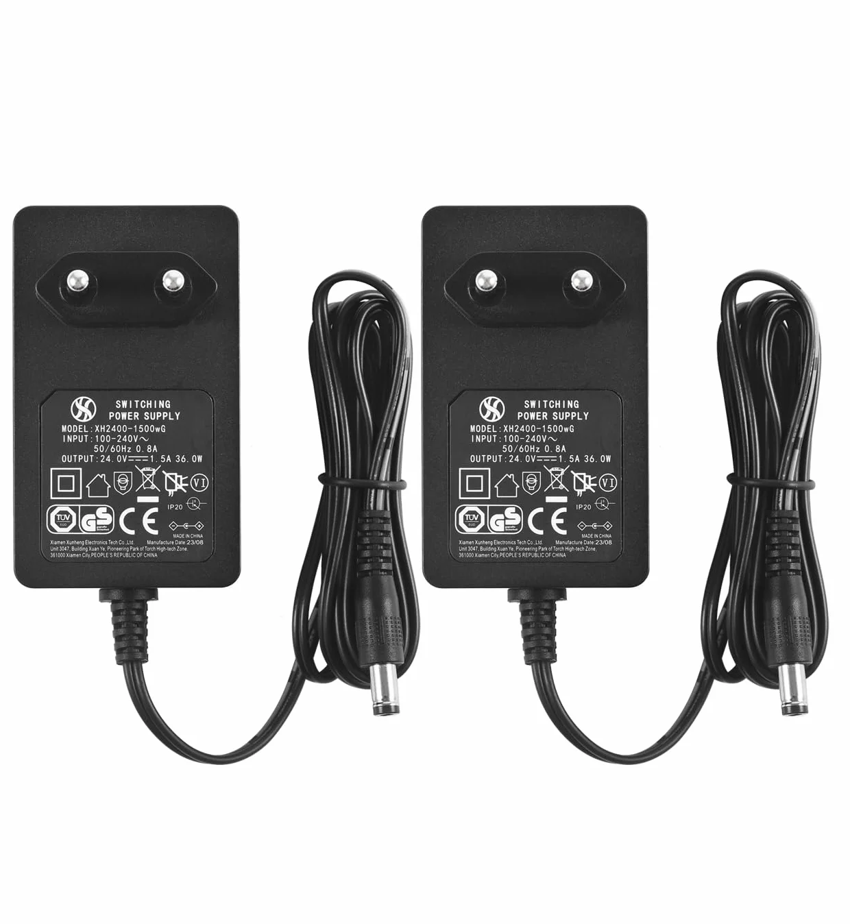 Zasilacz AC do DC 24 V 1,5 A 5,5 mm x 2,1 mm Plug EU 2-pak