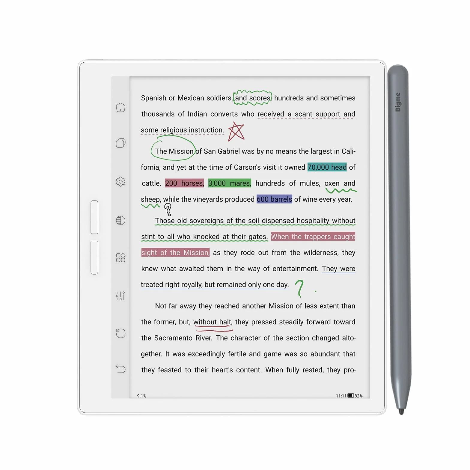 Bigme 7 inch Color Eink Tablet eBook Reader 4G 64G Android 11 Digital Notepad
