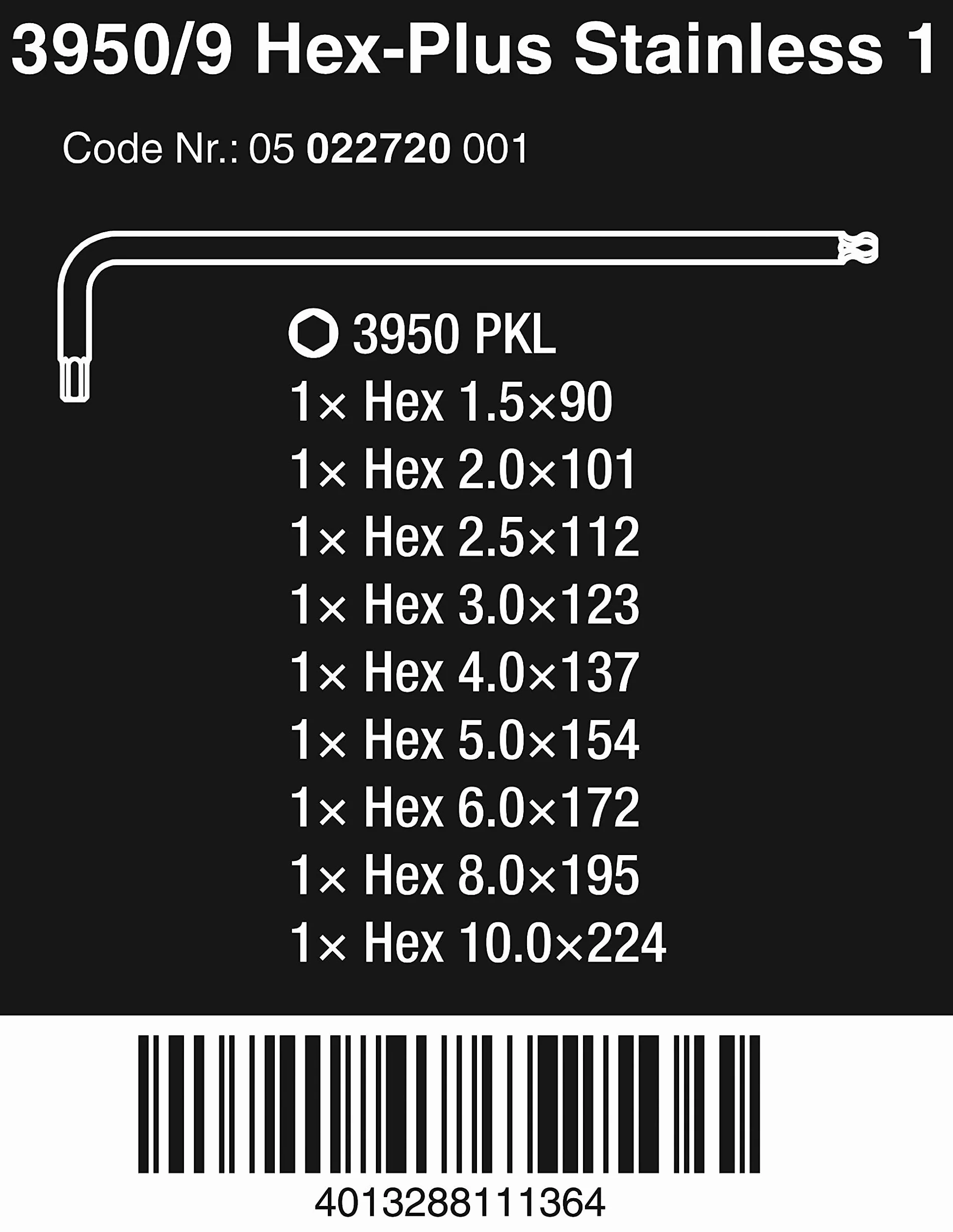 3950/9 Hex-Plus Stainless 1 lose