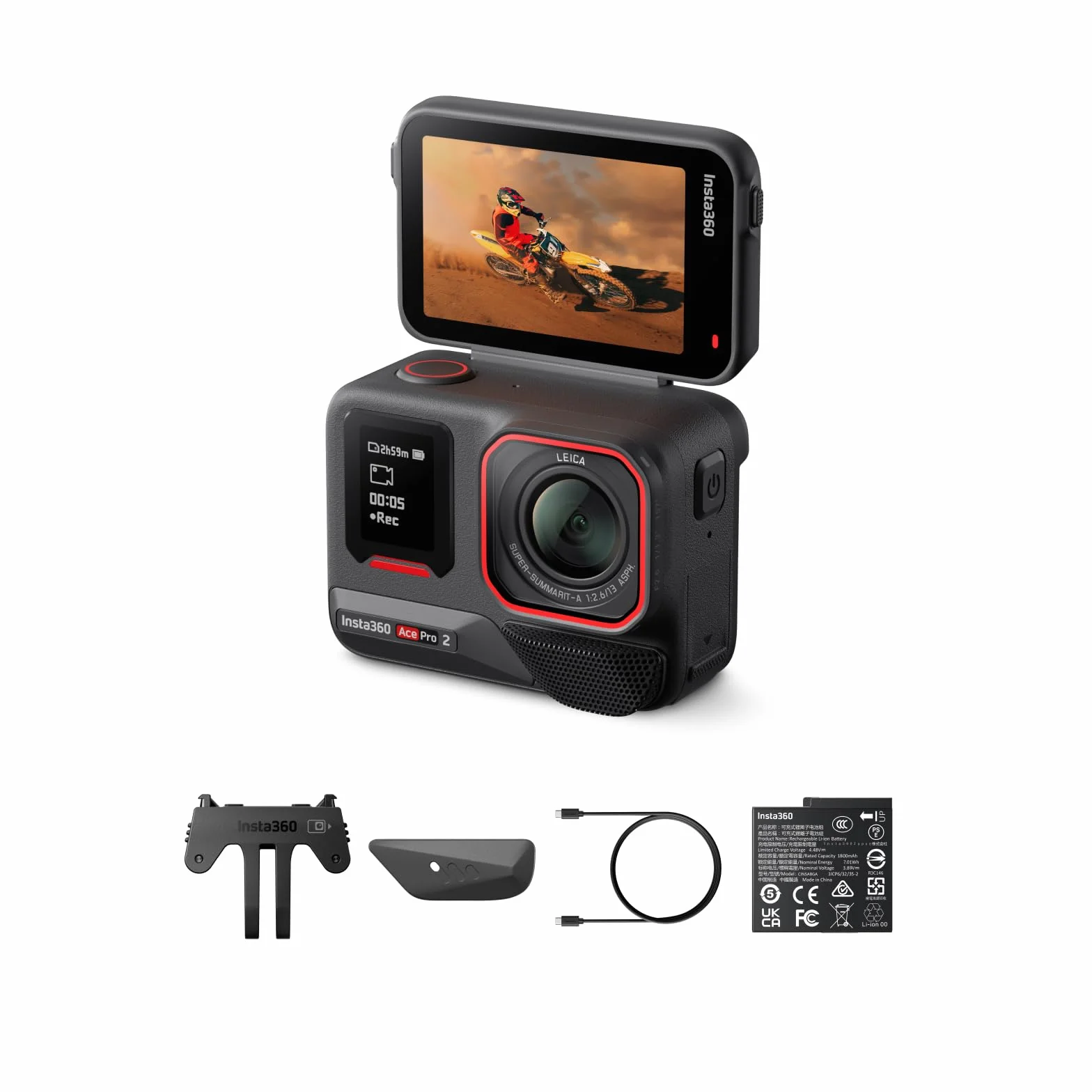 Insta360 Ace Pro 2 szt. Standardowa kamera sportowa wodoodporna 8K Leica czujnik 1/1,3" podwójny układ AI