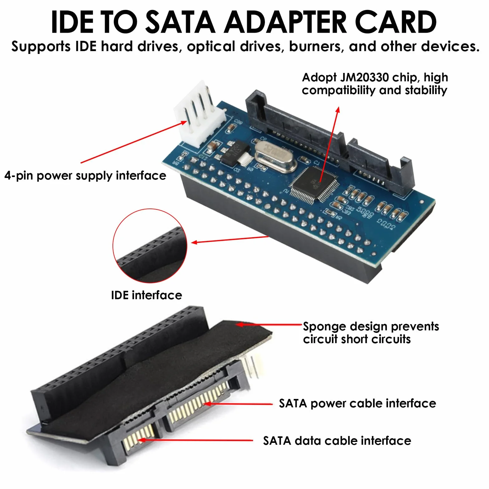 IDE/PATA 40-pinowy adapter konwertera na SATA żeński