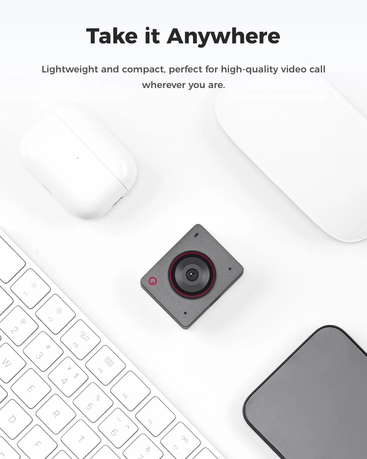 OBSBOT Meet 2 4K Webcam with 1/2" Sensor AI Framing Autofocus HDR Microphone 60 FPS for Streaming Meeting Gaming Space Grey
