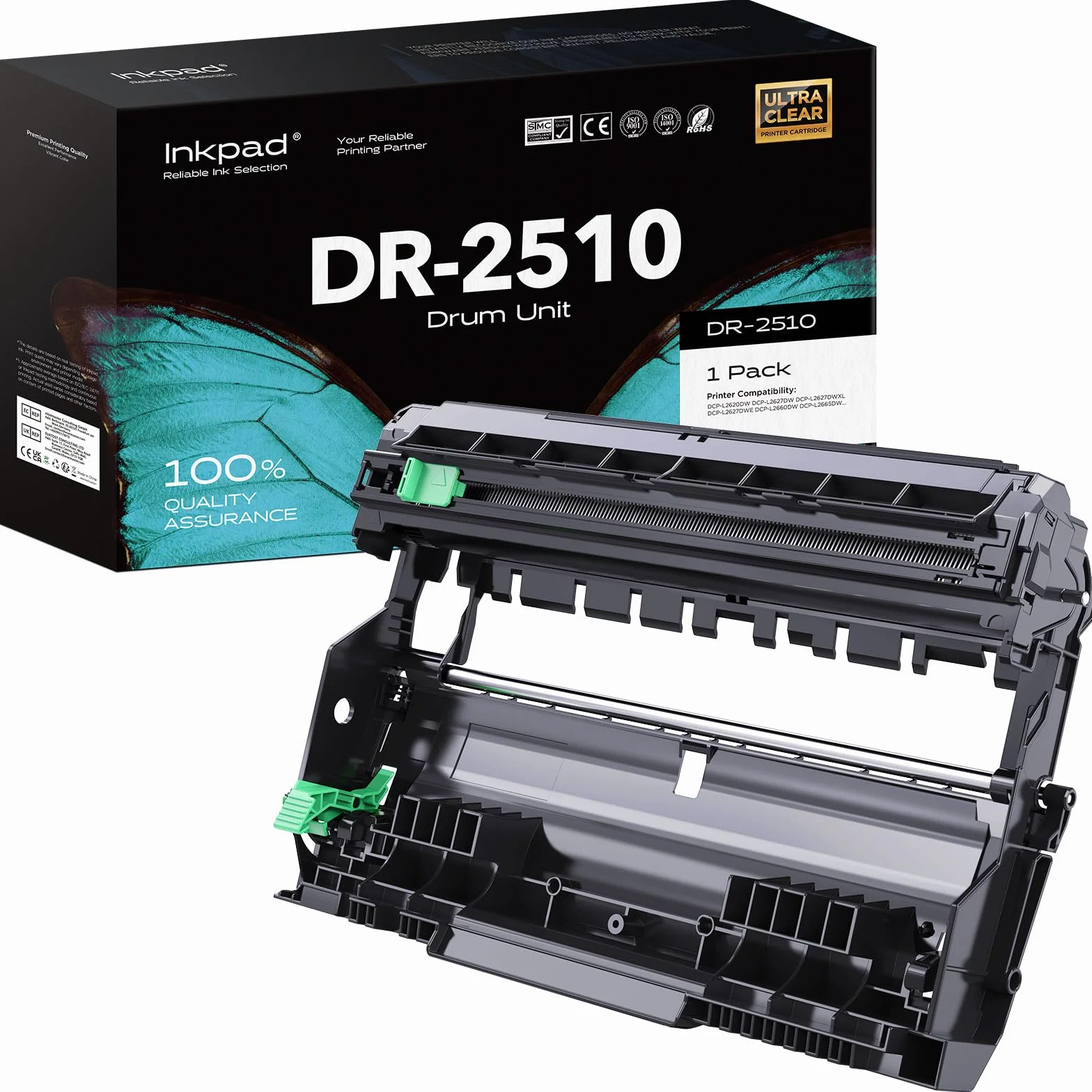 iNKPAD DR2510 jednostka bębna kompatybilna z Brother TN2510 TN2510XL do HL-L2400DW HL-L2445DW DCP-L2660DW DCP-2620DW MFC-L2800DW MFC-L2860DW