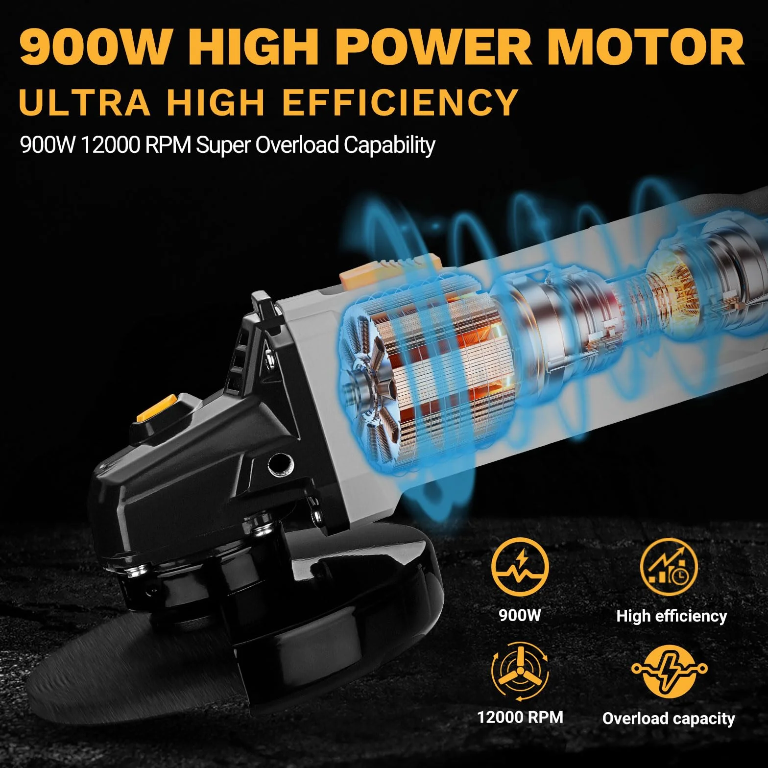 Szlifierka kątowa 125 kątowa szlifierka: DEKOPRO 125 mm 900 W Corded elektryczna szlifierka do cięcia, polerowania i szlifowania, krótki uchwyt