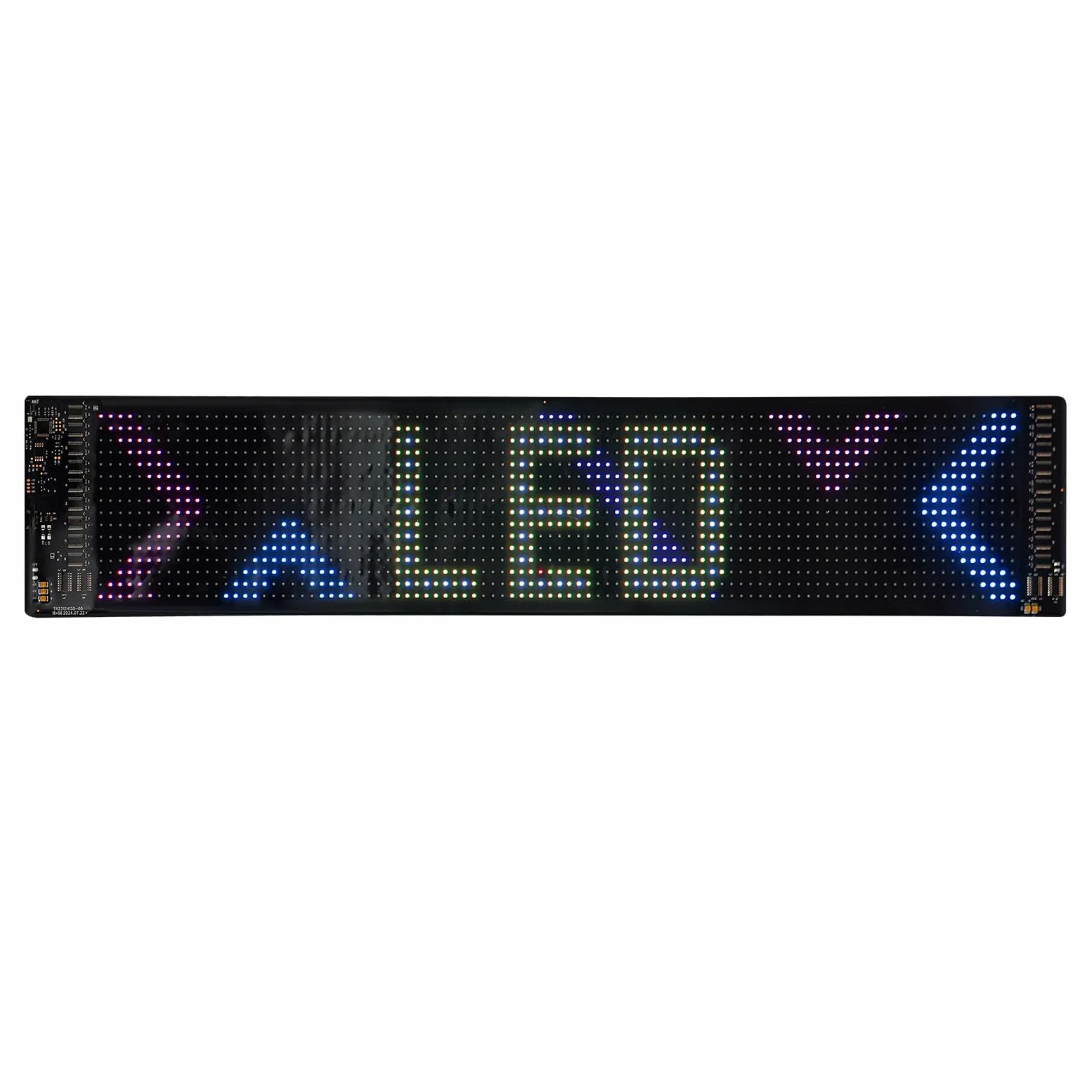 Elastyczny ekran LED, tablica wyników LED, elastyczna, do sklepu, baru, reklamy, 59,5 cm x 12 cm, prostokątna, przewijanie programowalne, USB, z dwustronną taśmą klejącą i pilotem zdalnego sterowania