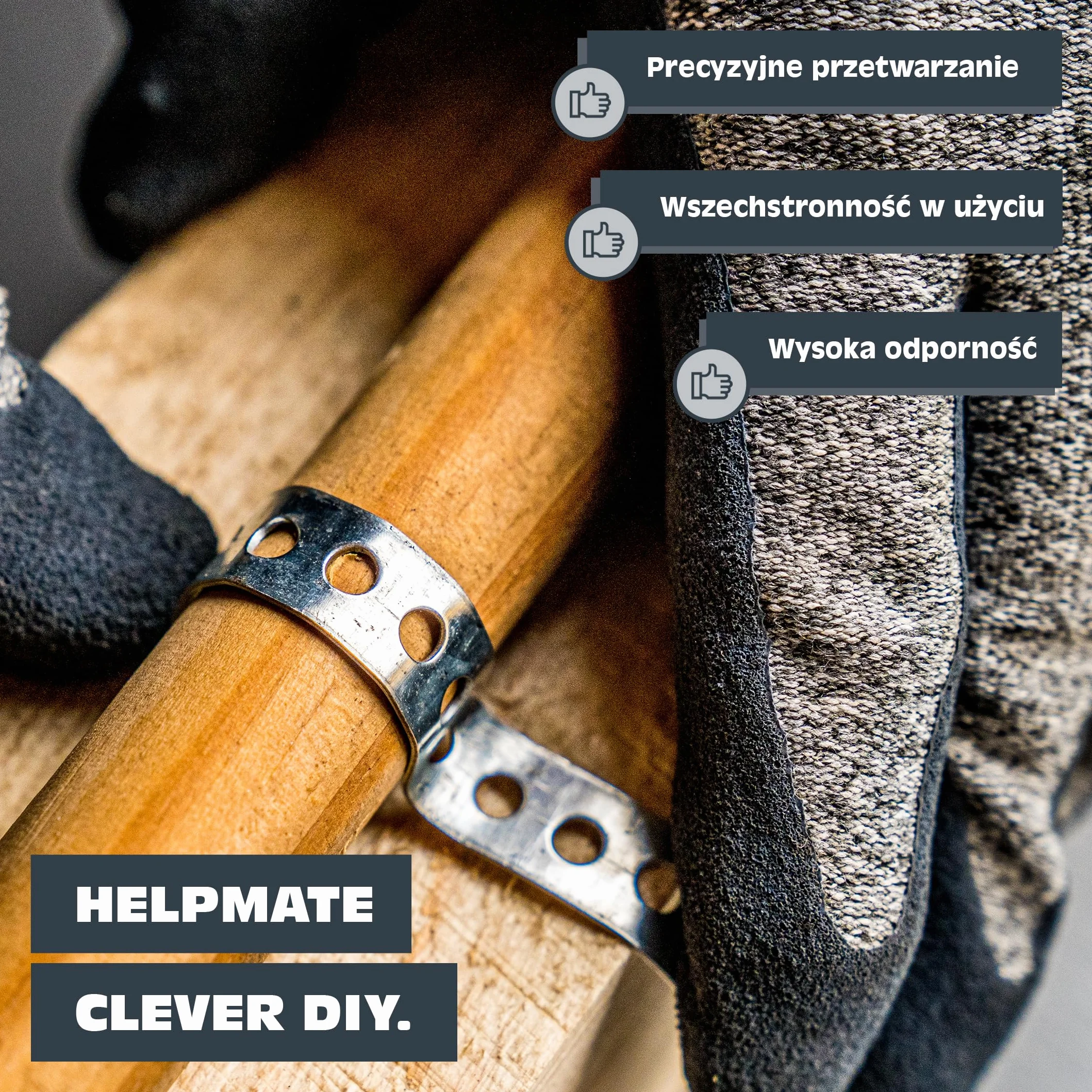 HELPMATE – Taśma perforowana o długości 3,0 m – stal ocynkowana sendzimir – szerokość 12 mm – grubość materiału 0,8 mm – wysokiej jakości ocynkowana – wytrzymała do budowy, warsztatu, projektów "zrób