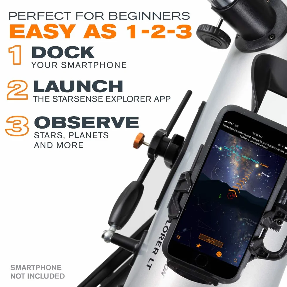 Celestron 22452 StarSense Explore LT114AZ Teleskop reflektorowy Newtona, obsługiwany przez aplikację na smartfony – iOS/Android