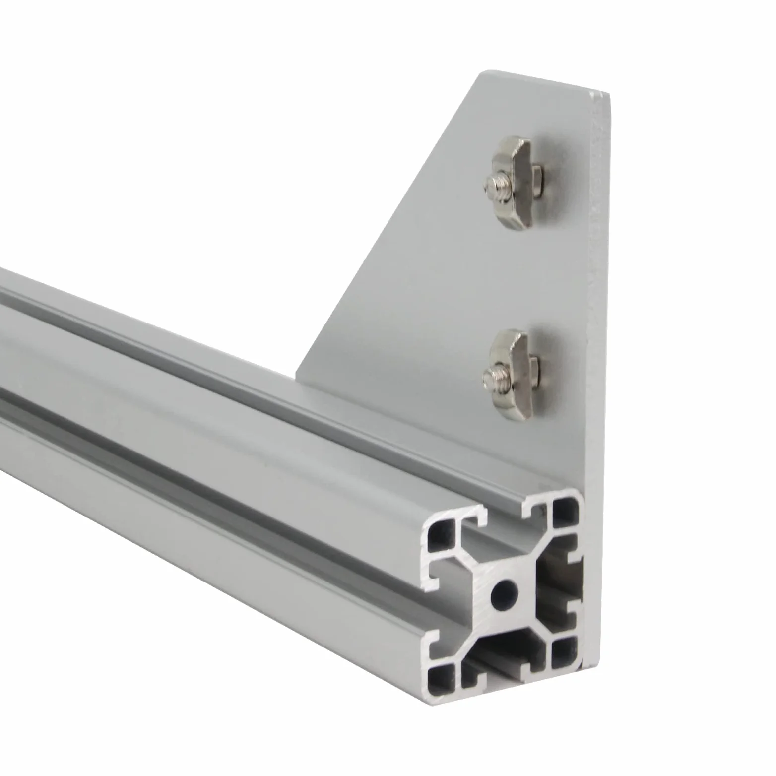4040 płyta wspornika narożnego, kształt L, 5 otworów, zewnętrzna płyta łącząca 90 stopni, ze śrubami M6 x 16 mm, nakrętkami T do aluminiowego profilu wytłaczanego 40 x 40 mm, 8 szt./opakowanie (srebrny-4040 L)