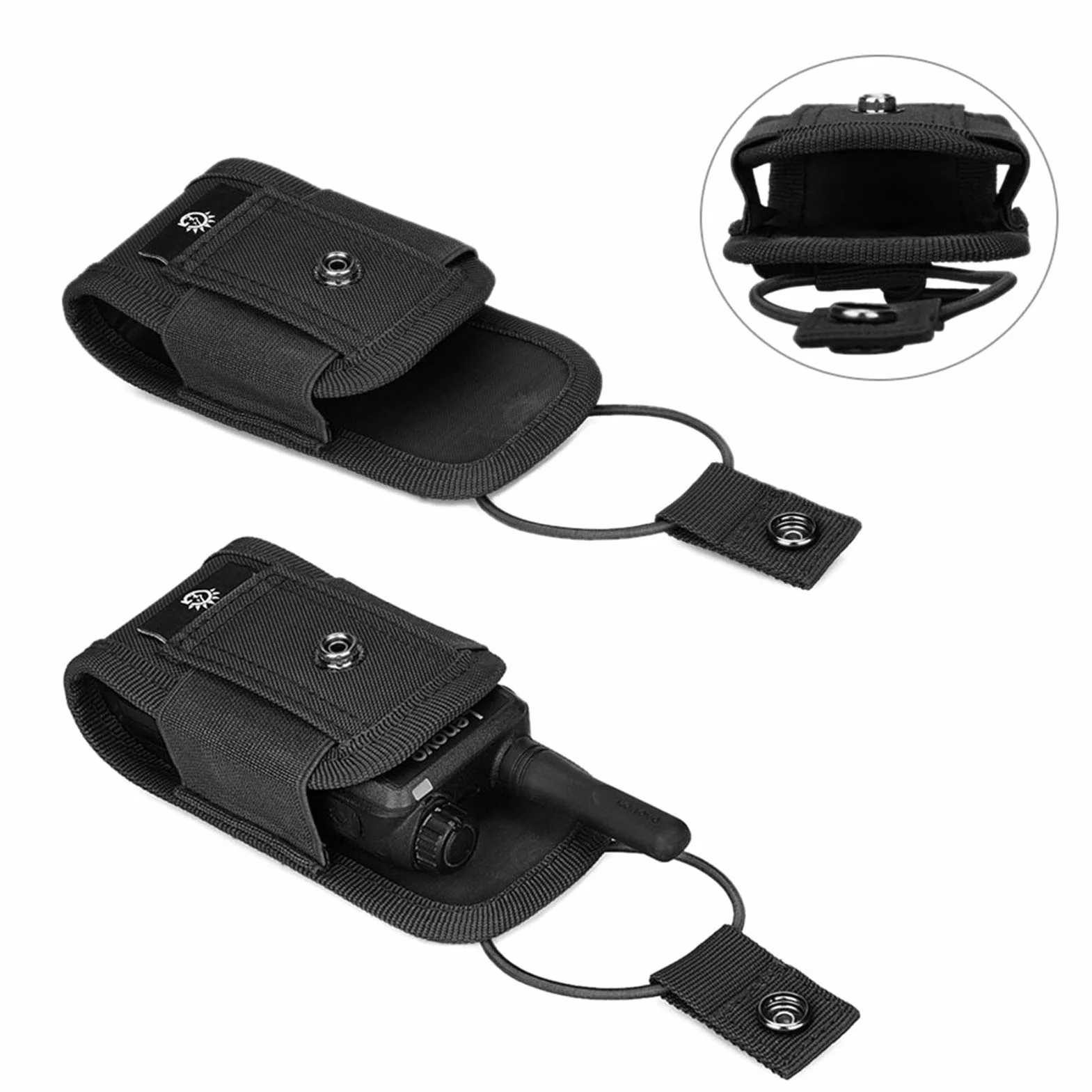 Taktyczne Etui na Radiotelefon Regulowane Krótkie Utrzymywacz Radia Przenośne Wojskowe Futerał na Walkie Talkie Holster Polowanie Torba Interkomunikacyjna z Paskami Molle
