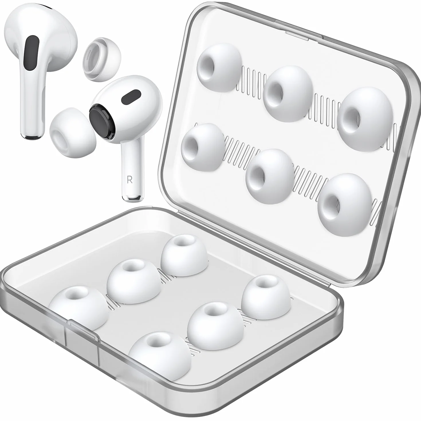 Silikonowe końcówki douszne do AirPods Pro/AirPods Pro 2 (2. gen.) z redukcją hałasu, S/M/L, 12 sztuk