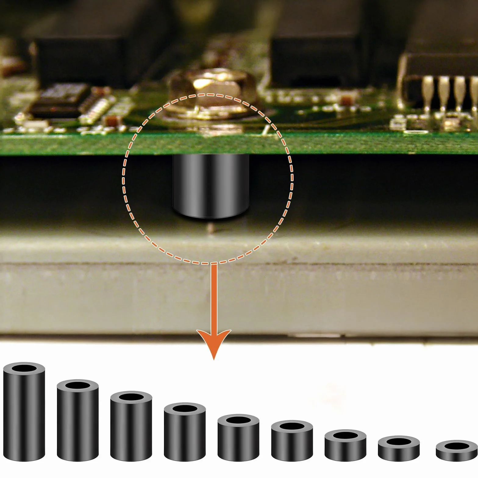 SWTYExt Tuleje Dystansowe M6 z Nylonowej Gumy ABS - 50 Podkładek Izolacyjnych, Okrągłe 11 x 3 mm