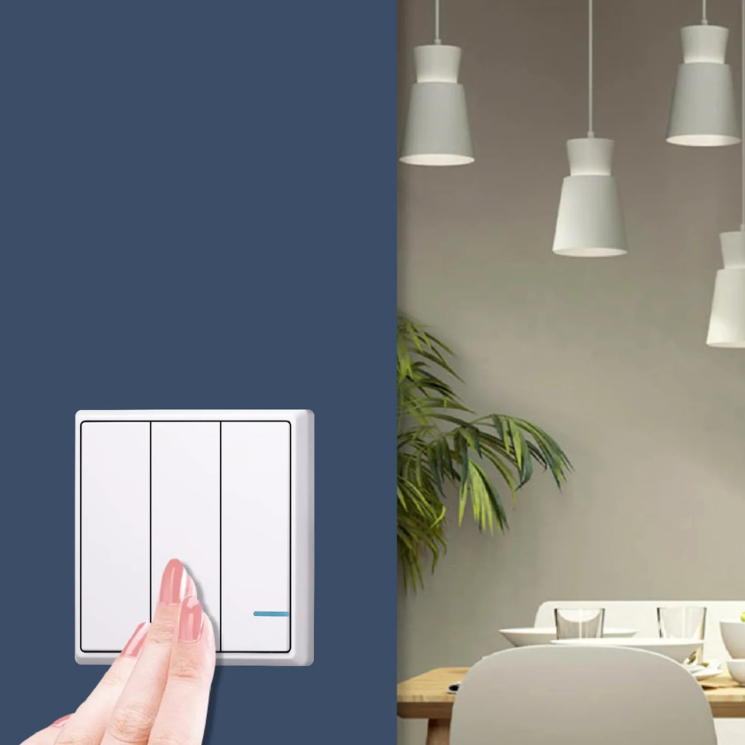 Bezprzewodowy zestaw przełączników, zdalnie sterowany nadajnik przyciskowy Łatwa instalacja do lampy domowej E26 E27 (przełącznik 2-gniazdowy i 6-odbiornik)