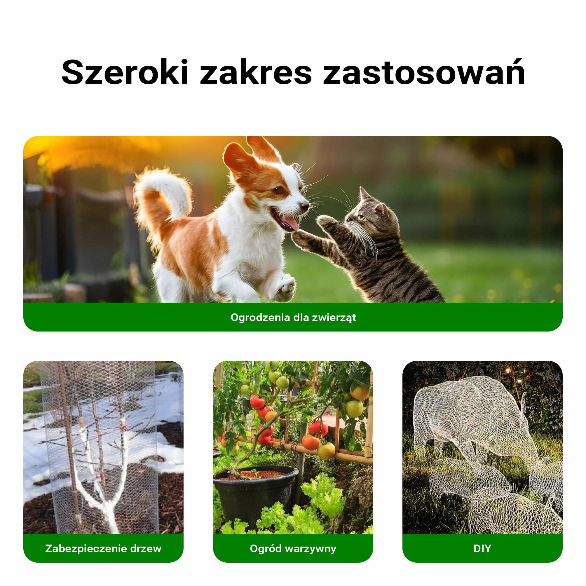 Wiltec Siatka ogrodzeniowa ocynkowana 0,5 x 5 m, zielona, stalowa siatka leśna na woliery i gryzonie, drut 1,42 mm, oczka 25 x 25 mm