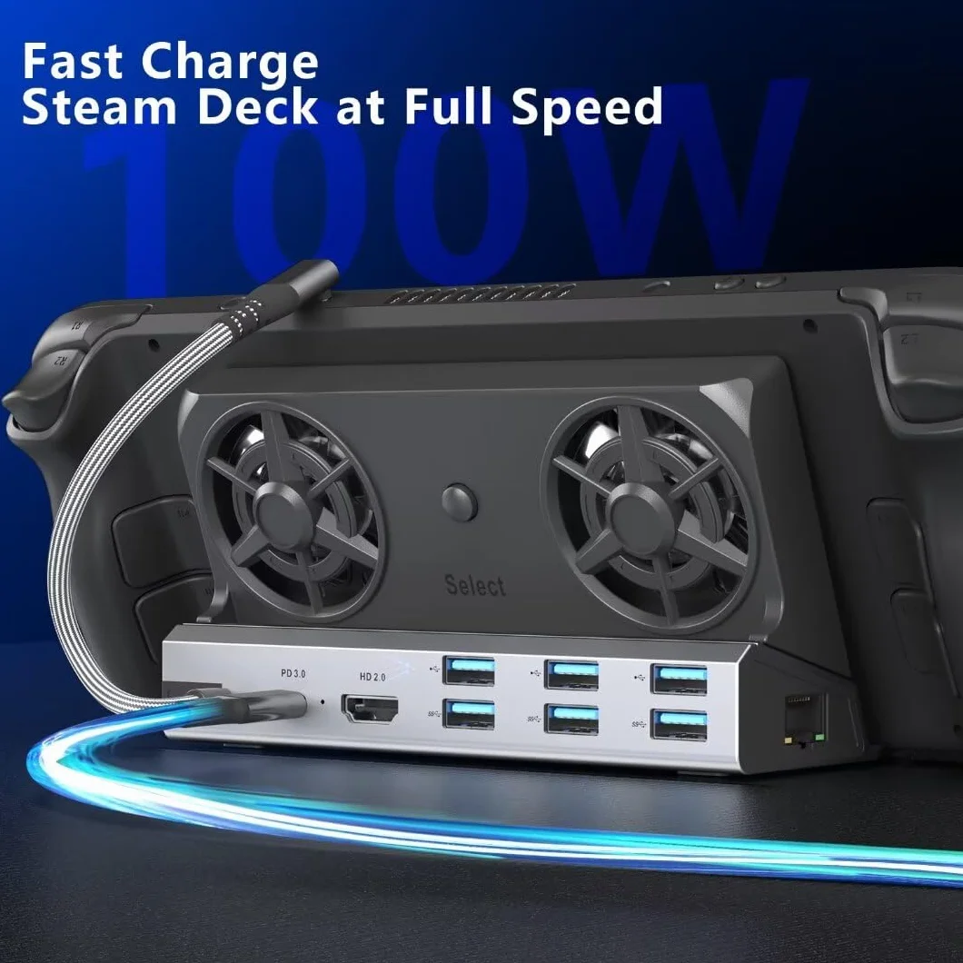 YCE Stacja dokująca 12 w 1 Podwójne wentylatory chłodzące HDMI 2.0 6 portów USB 1000 Mbps 100 W PD 40 Gb/s