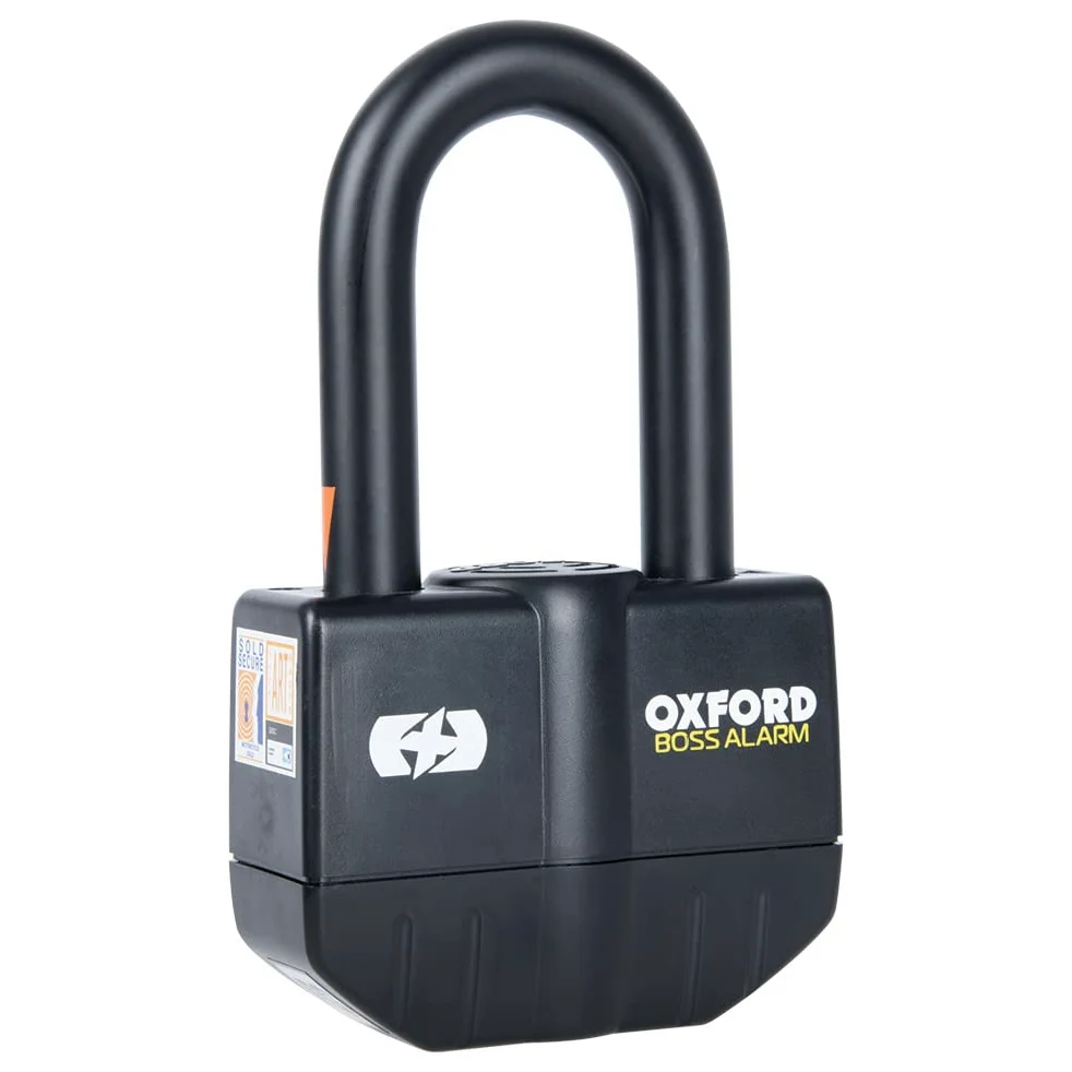 Oxford Boss Alarm Kłódka tarczowa motocyklowa, czarna, 16 mm