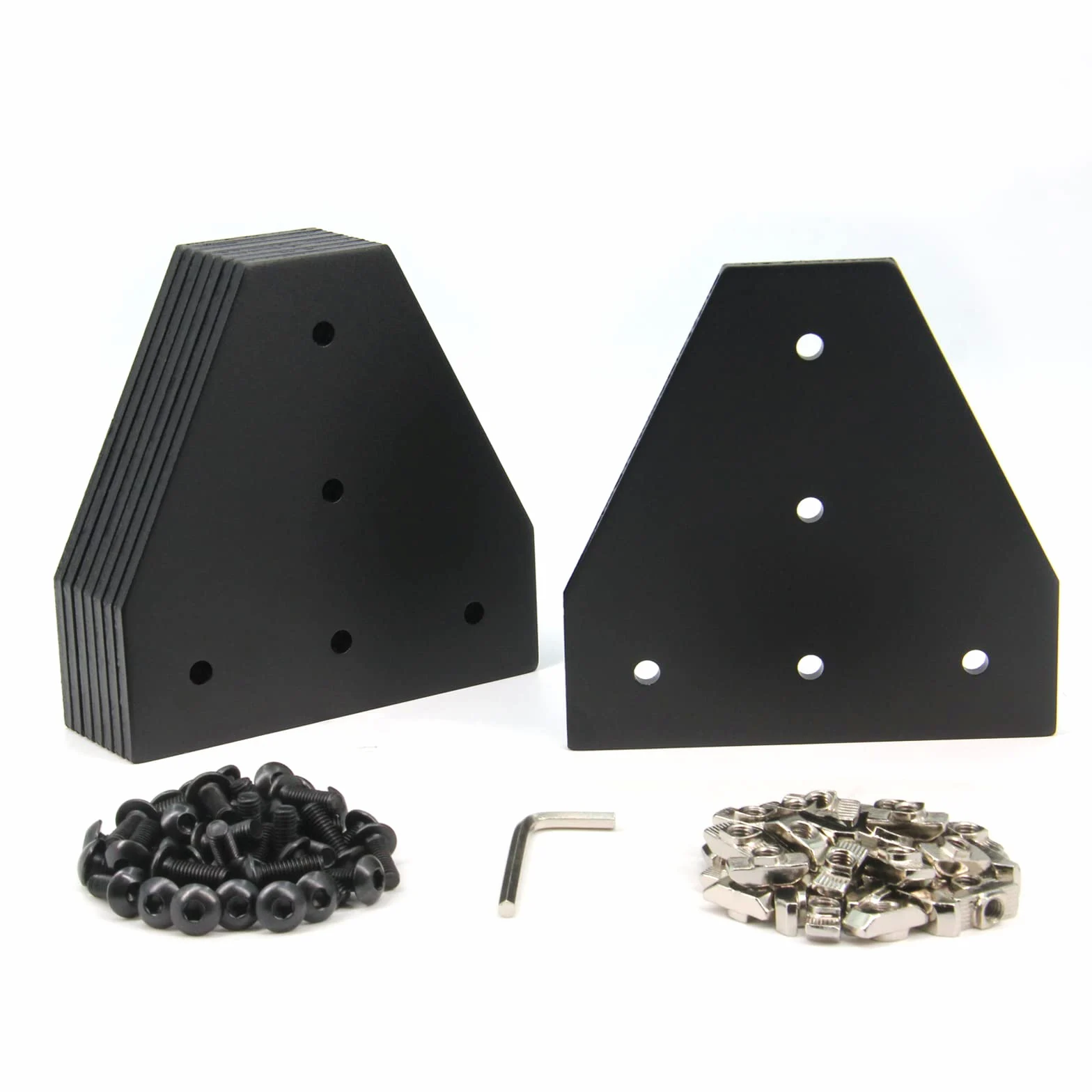 4040 płyta wspornika narożnego w kształcie litery T, 5 otworów, 90 stopni zewnętrzna płyta łącząca ze śrubami M6 x 16 mm i nakrętkami T do aluminiowego profilu wytłaczanego serii 40 x 40 mm, 8 szt./opakowanie (czarny-4040 T kształt)