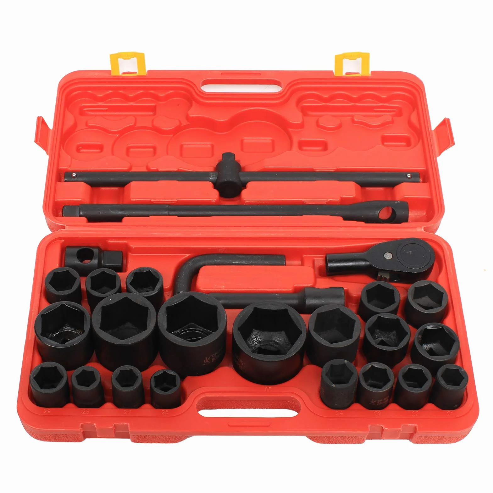 Zestaw kluczy nasadowych, 17 sztuk, 3/4" i 1", 21-65 mm, nasadki nasadowe, profesjonalny zestaw kluczy nasadowych do samochodu, skrzynka na orzechy do domu, naprawy samochodu lub urządzeń