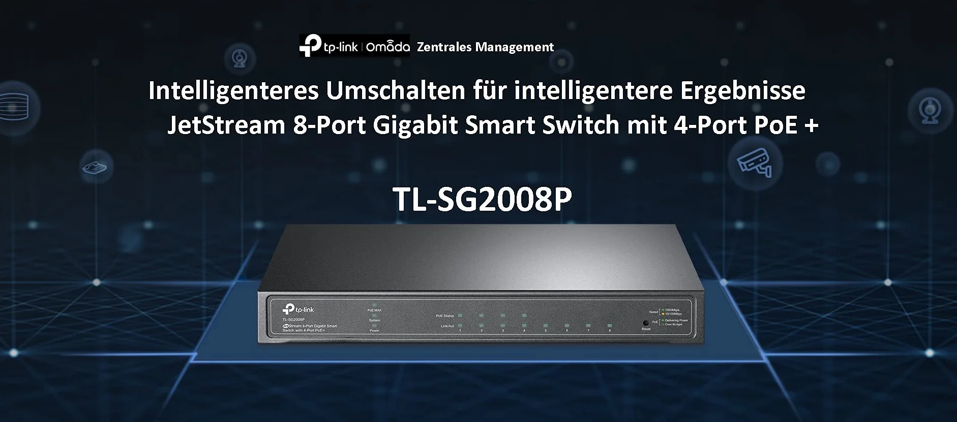 TP-Link TL-SG2008P 8-Portowy Smart przełącznik Gigabit PoE+ 62 W Omada SDN