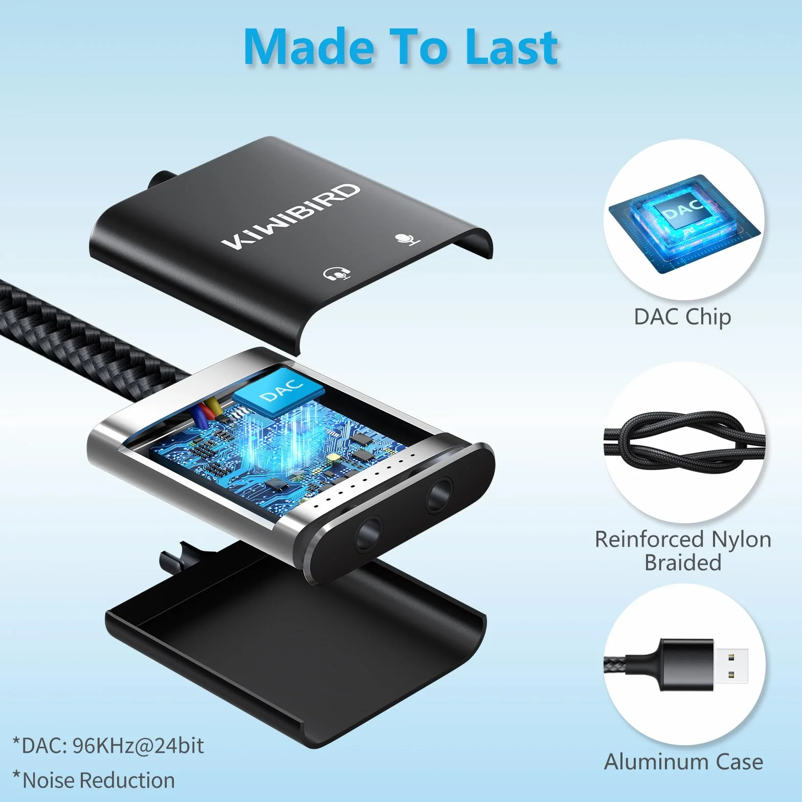 KiWiBiRD Adapter audio USB na 3,5 mm, zewnętrzna karta dźwiękowa, adapter gniazda USB, zestaw słuchawkowy i mikrofon, konwerter mikrofonu, kompatybilny z PS5, PS4, MacBook Air Pro, Raspberry Pi