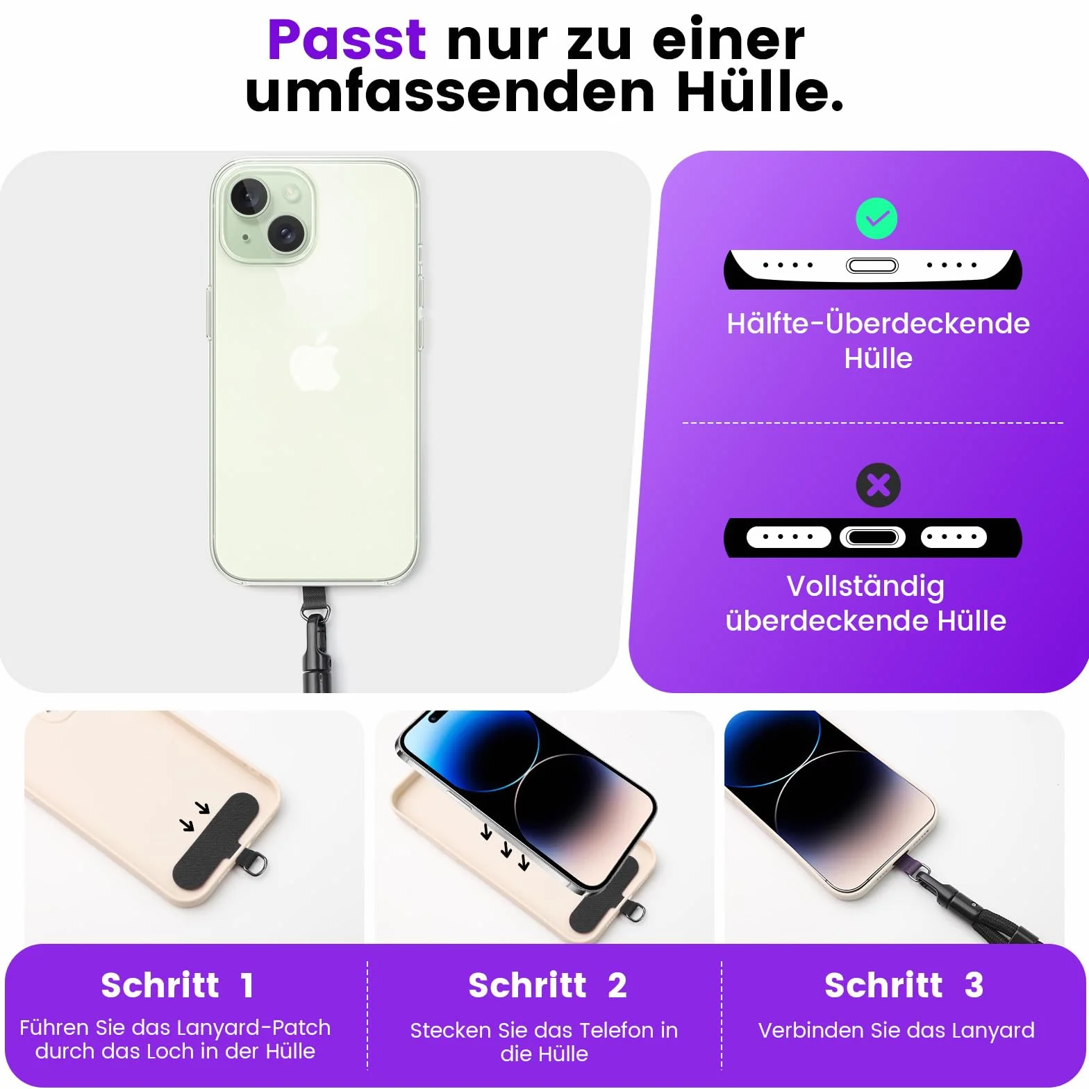 Uniwersalny łańcuszek na telefon komórkowy regulowany z naszywkami, pasek do zawieszenia