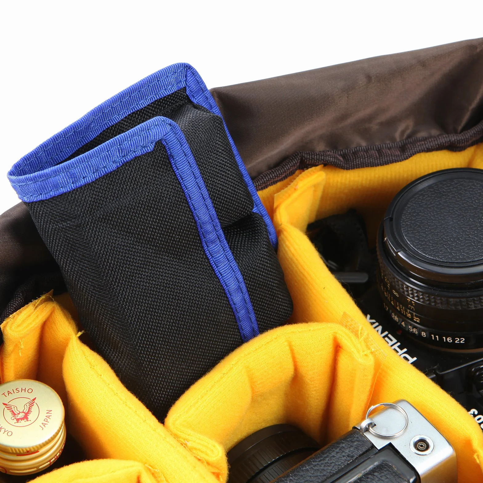 Selens torba na aparat DSLR niebieska Organizer na baterie AA LP-E6 LP-E8 LP-E10 LP-E12 EN-EL14 EN-EL15 NP-FW50 NP-F550 NP-FM500H