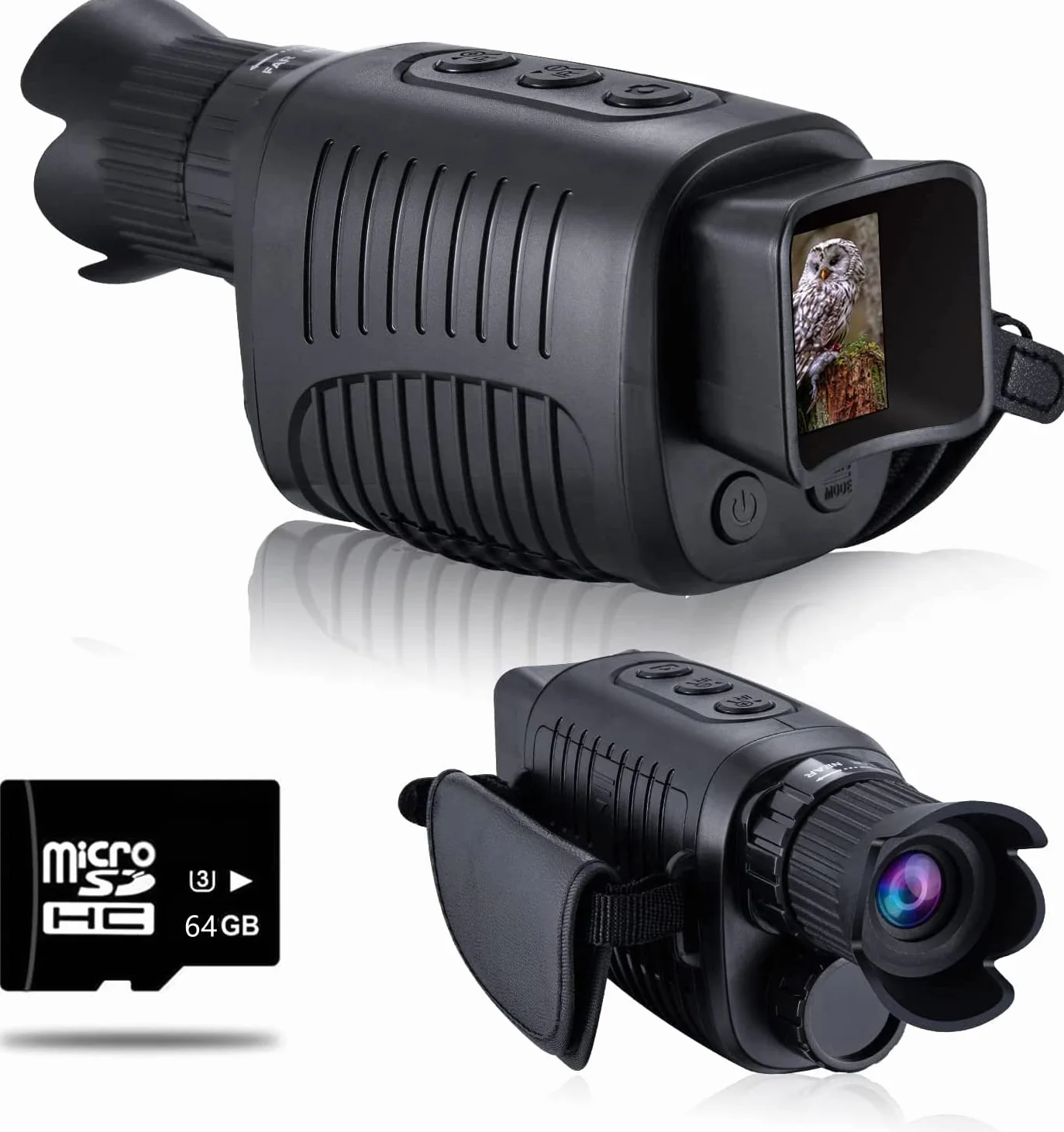 KinZon 64G Cyfrowy monokular noktowizyjny 1080p HD na podczerwień z kartą SD do polowania