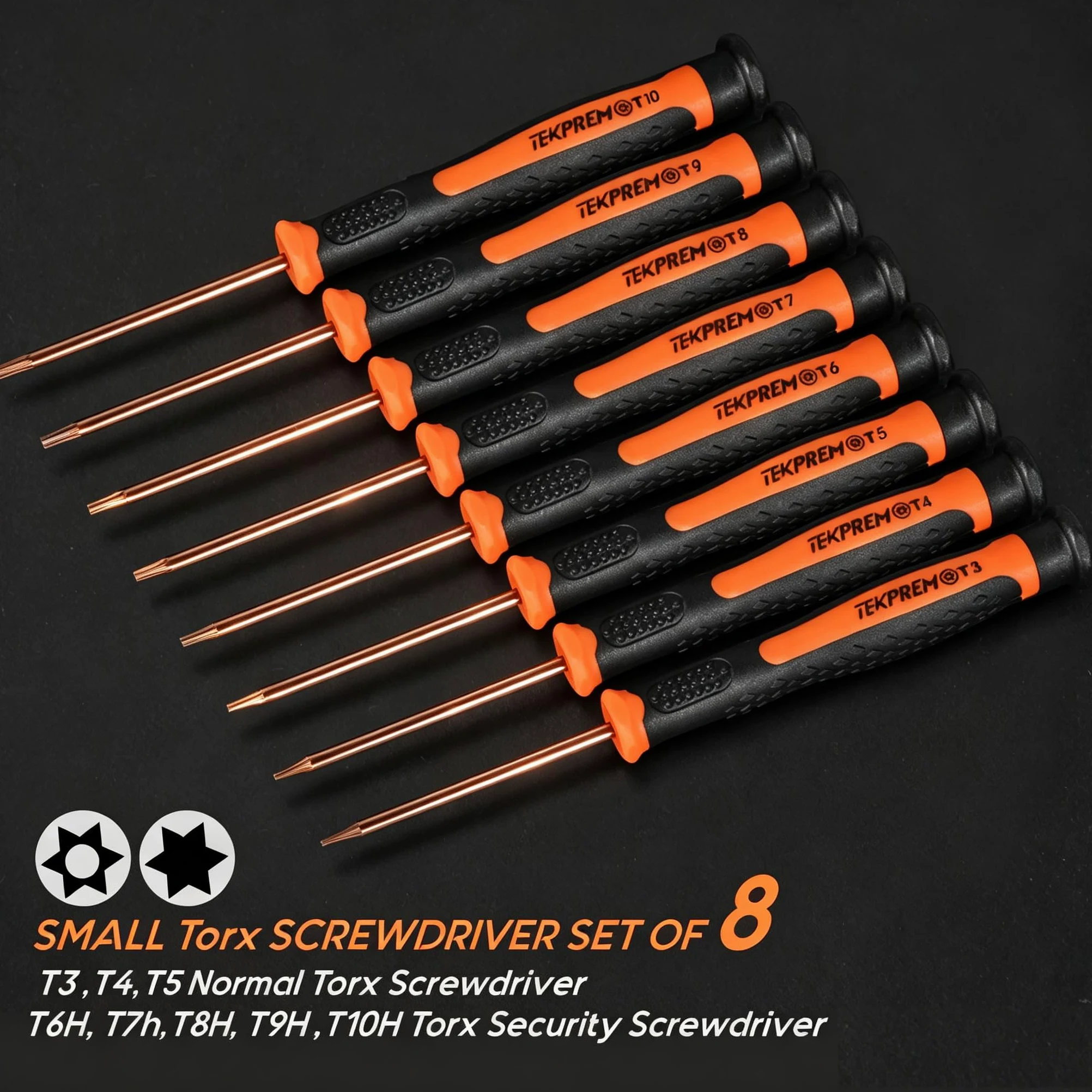 TEKPREM Mały zestaw wkrętaków Torx 8 w 1 z bitami zabezpieczającymi T3, T4, T5, T6, T7, T8, T9, T10, Torx, kompletny zestaw naprawczy Star do Apple, Macbooka, Mac mini, Xbox One, Xbox360, PS3, PS4,