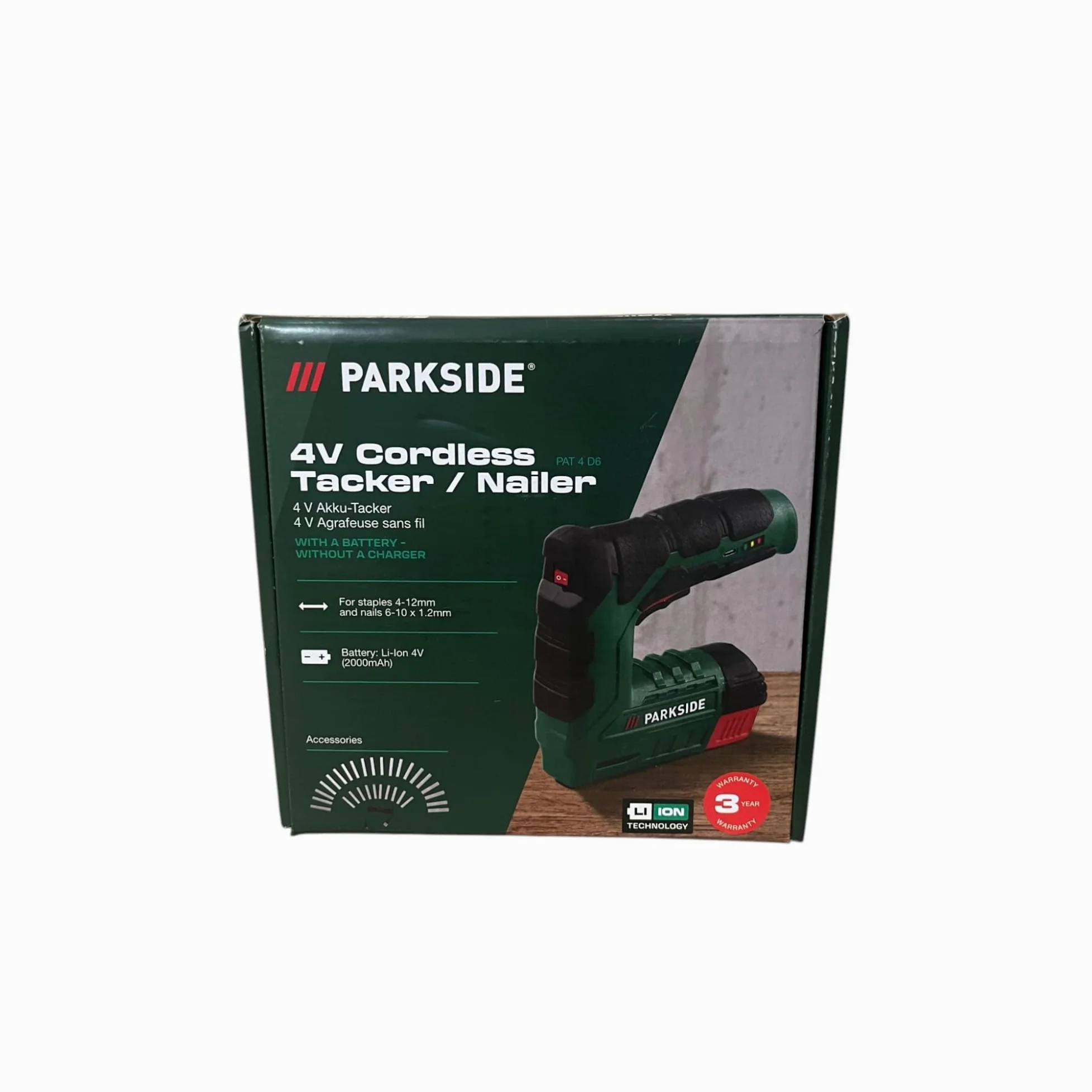PARKSIDE zszywacz akumulatorowy, zszywacz elektryczny, akumulator litowo-jonowy 4 V (1300 mAh) – łącznie ze 1000 zszywkami | PAT 4 B2