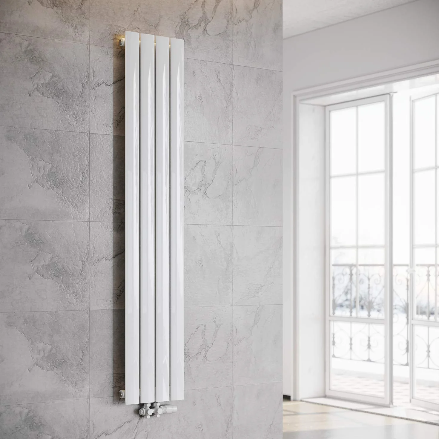 ELEGANT Grzejnik płaski pionowy biały 1600 x 308 mm Design grzejnik panelowy jednowarstwowy płaski grzejnik przyłącze środkowe ogrzewanie