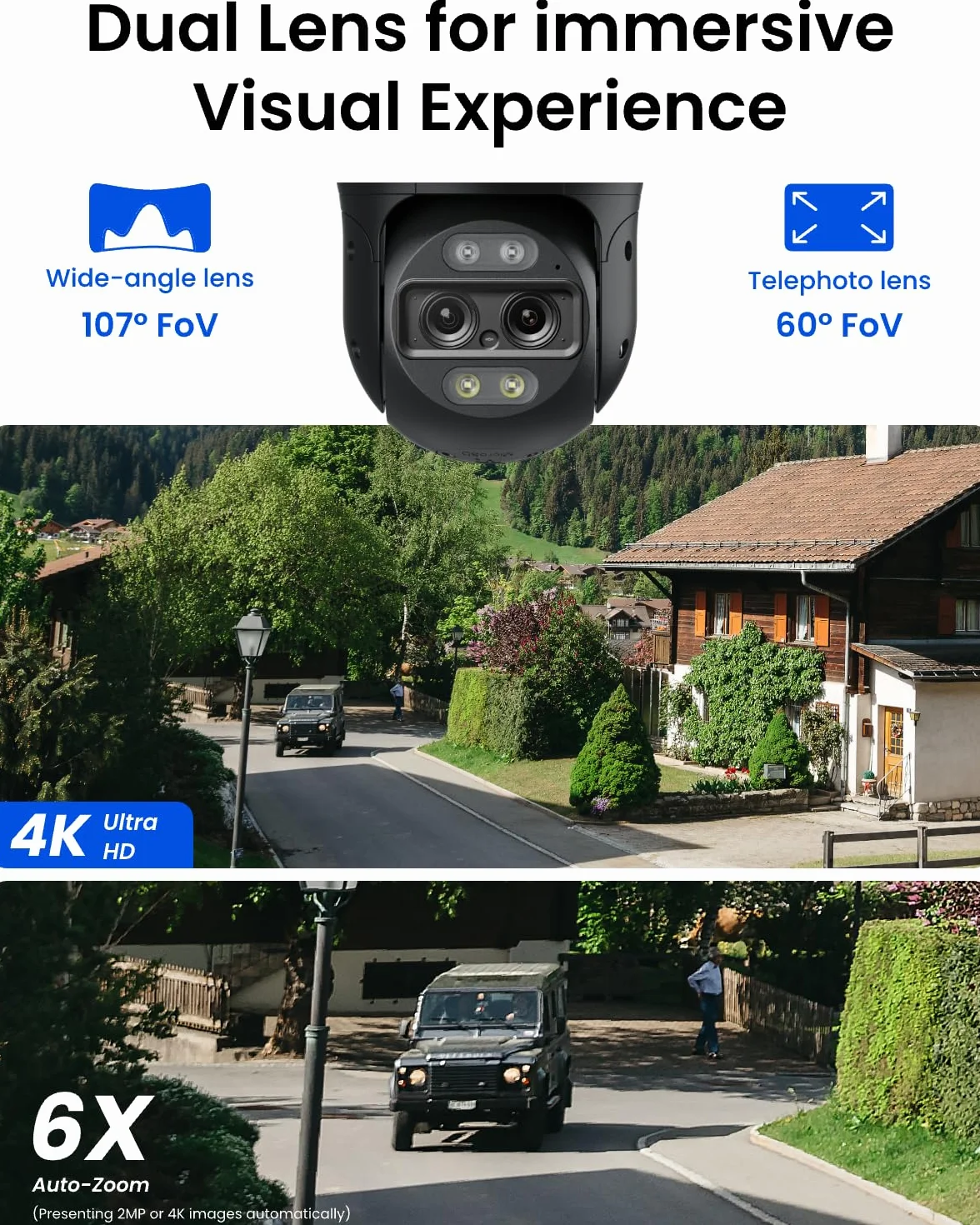 Reolink TrackMix PoE Kamera Bezpieczeństwa 4K Dual-Lens PTZ z 6-krotnym Zoomem Hybrydowym, Obrotem 355°, Pochyleniem 90°