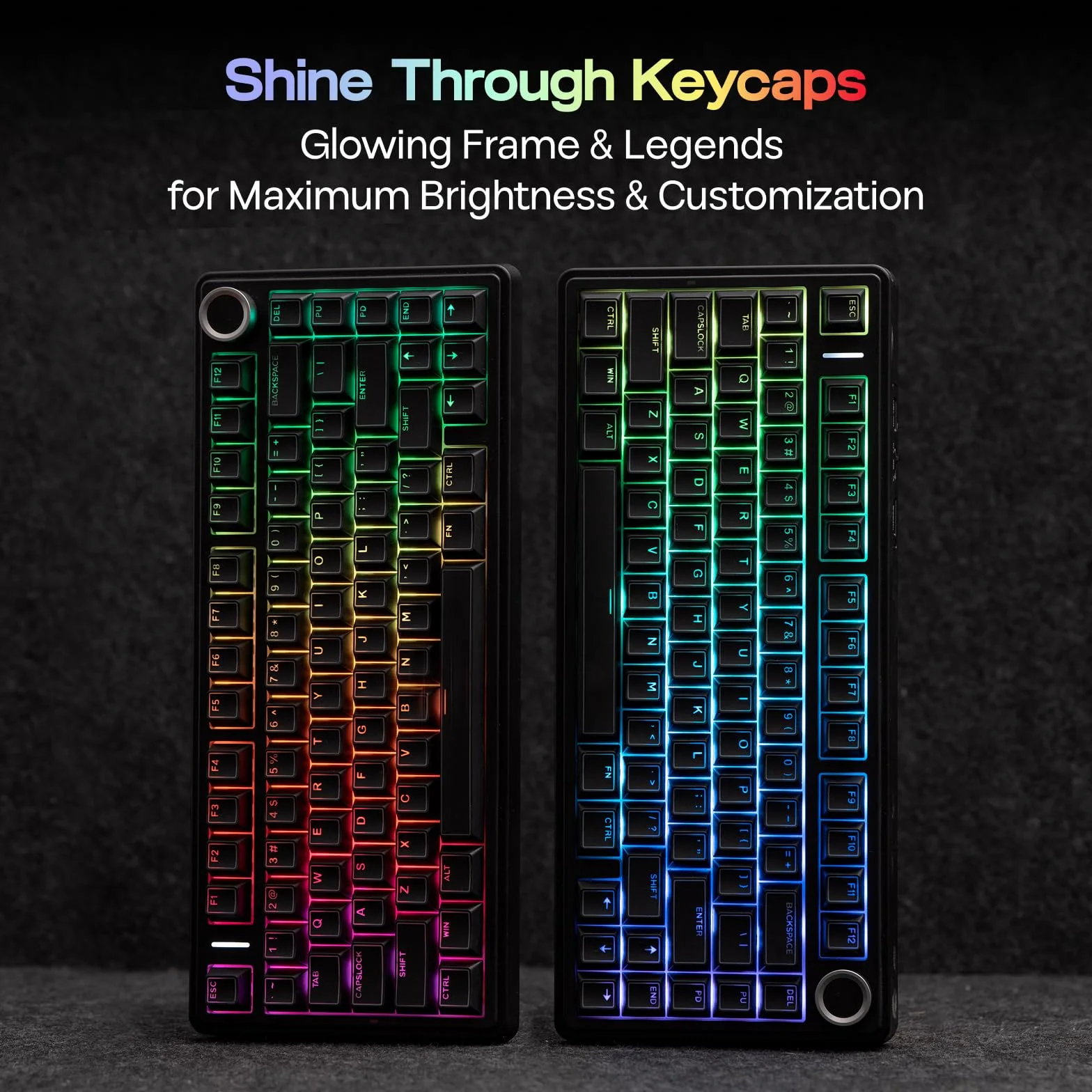 EPOMAKER Glintrix PBT Shine Through Keycaps, Arris & Keys Backlit, Double Shot, Cherry Profile, 60/75/96/pełny rozmiar, niestandardowy zestaw klawiszy do mechanicznej klawiatury do gier (czarne)
