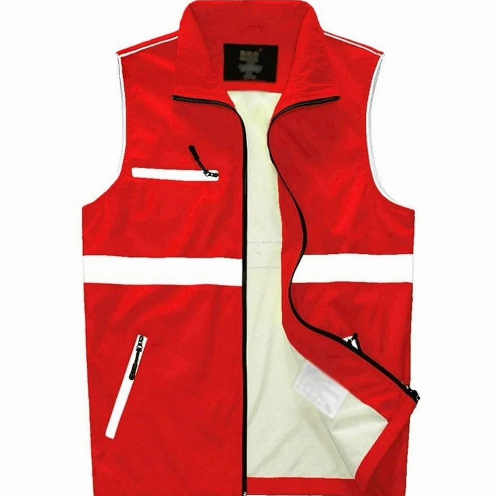 Kamizelka Ostrzegawcza Kamizelka Odblaskowa Refleksyjna kamizelka bezpieczeństwa, na nocne zajęcia lub kostium robotnika budowlanego Kamizelki Bezpieczeństwa (Color : Rosso, Size : XL)