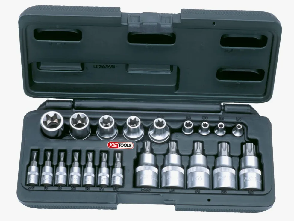KS Tools 922.4307 z 21 sztuk damskich 1/10,2 cm – 1/2 Torx E4 – E20 – T8 – T60