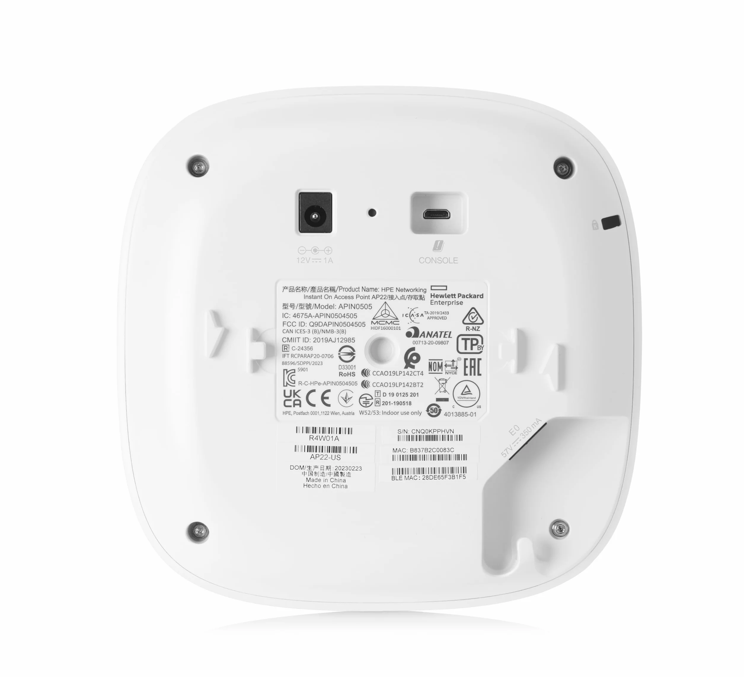 Aruba HPE Instant ON AP22 (RW) – 802.11ax – Bluetooth, Wi-Fi – podwójna taśma – montaż sufitowy, R4W02A, AP22 bez zasilacza