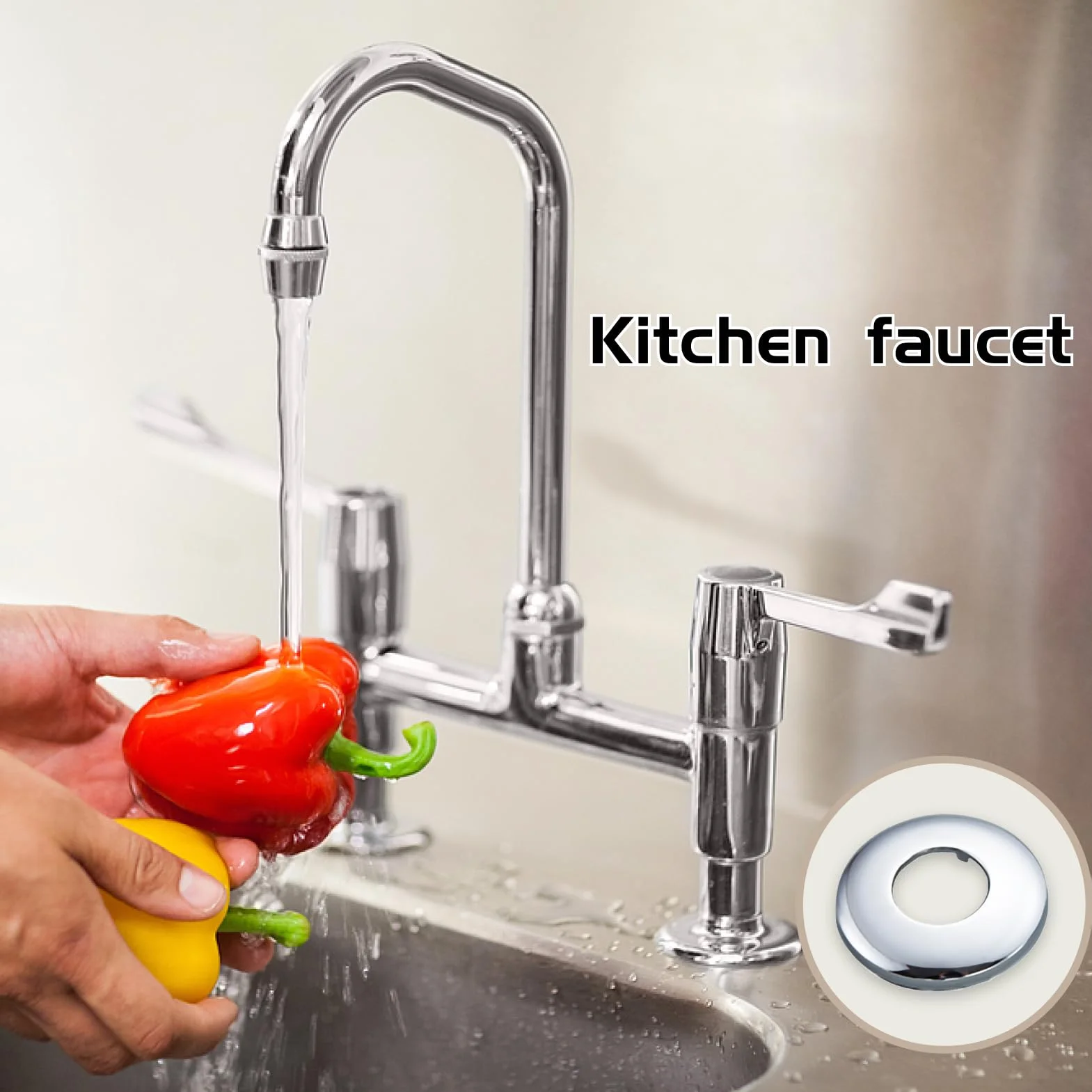 Pokrywa rury prysznicowej kranu 3/4 cala 27 mm x 69 mm x 8 mm wysokości 4 szt., chromowana pokrywa kranu ze stali nierdzewnej 26 mm do otworu ściennego rury prysznicowej (27 mm x 69 mm x 8 mm)