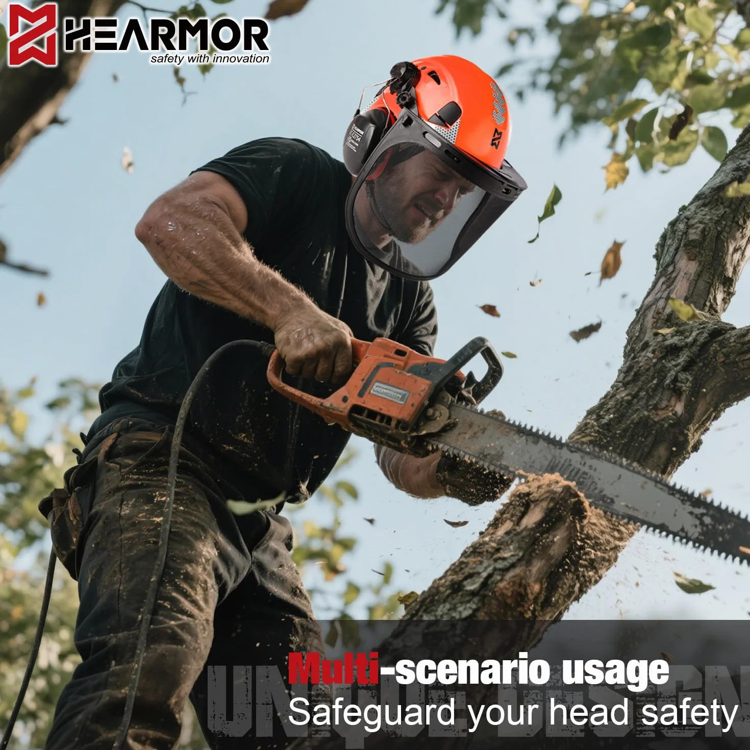 HEARMOR Mervex Forest Air kask ochronny ABS do wysokich miejsc pracy w obszarze leśnym, certyfikat EN12492, certyfikat EN397, amortyzacja uderzeń i odporność na penetrację, kask dla pracowników