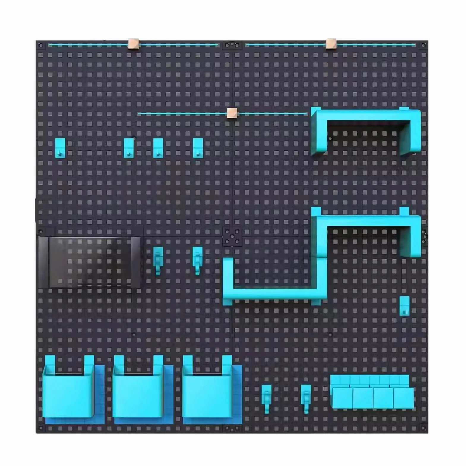 Wytrzymały plastikowy zestaw ścienny do garażu i warsztatu, 80 x 80 cm, z wszechstronnymi haczykami do tablic pegboardowych do narzędzi i materiałów eksploatacyjnych, styl 5