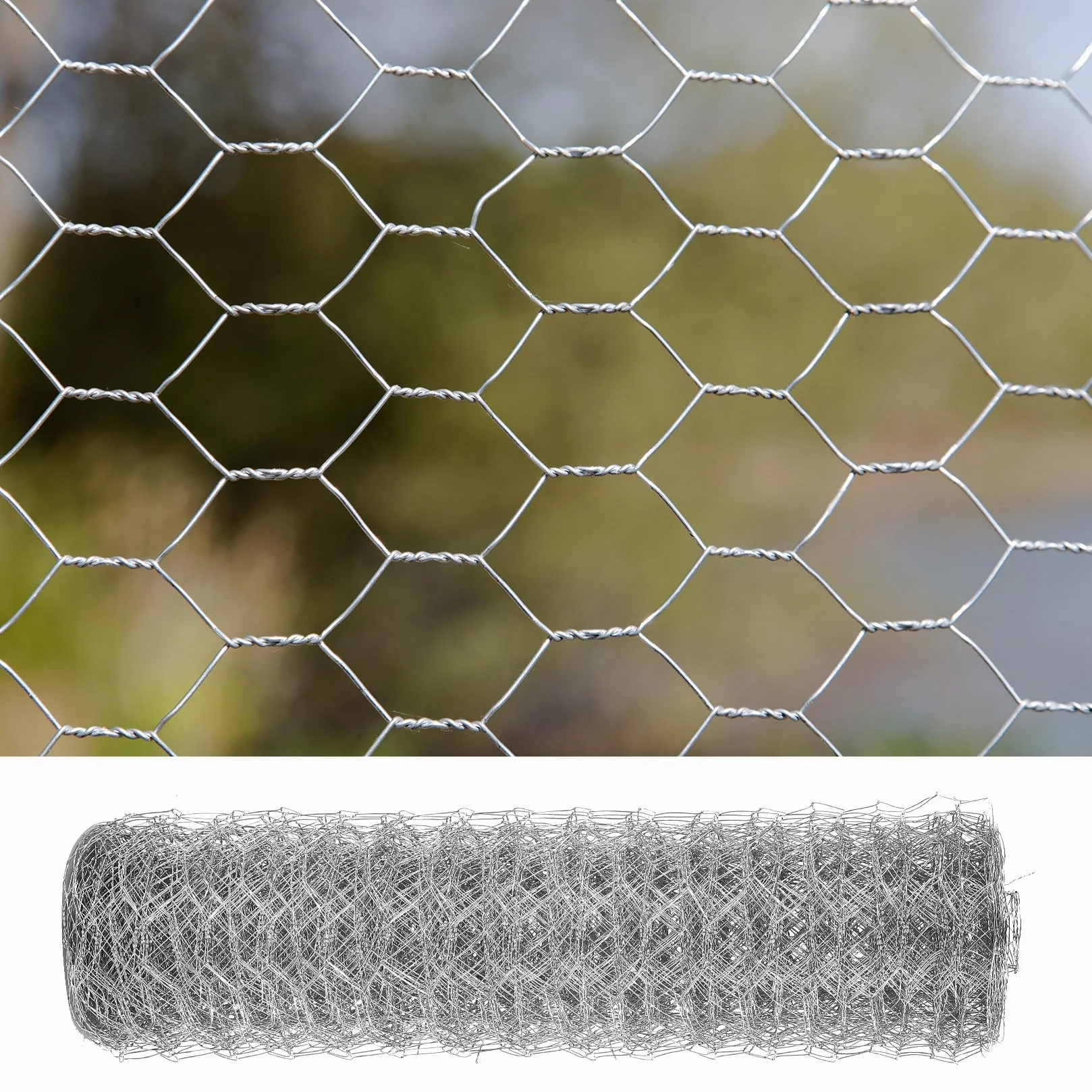Rolka siatki drucianej 40 cm x 12 m, ocynkowana drobna siatka druciana, siatka ogrodzeniowa dla kurcząt klatki króliki drobiu lotnicze rośliny, z 100 opaskami kablowymi