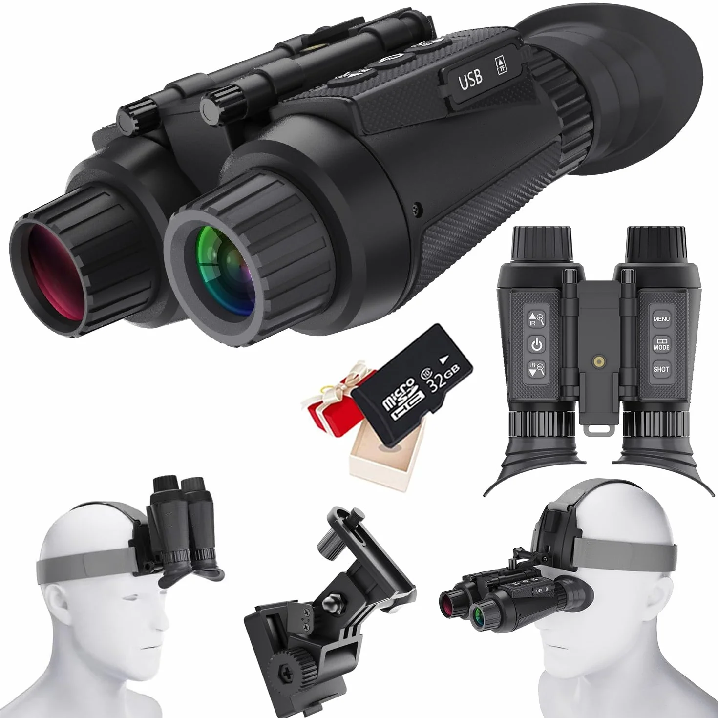 Noktowizor 3D 8x zoom cyfrowy lornetka na podczerwień 4K dla dorosłych karta 32 GB