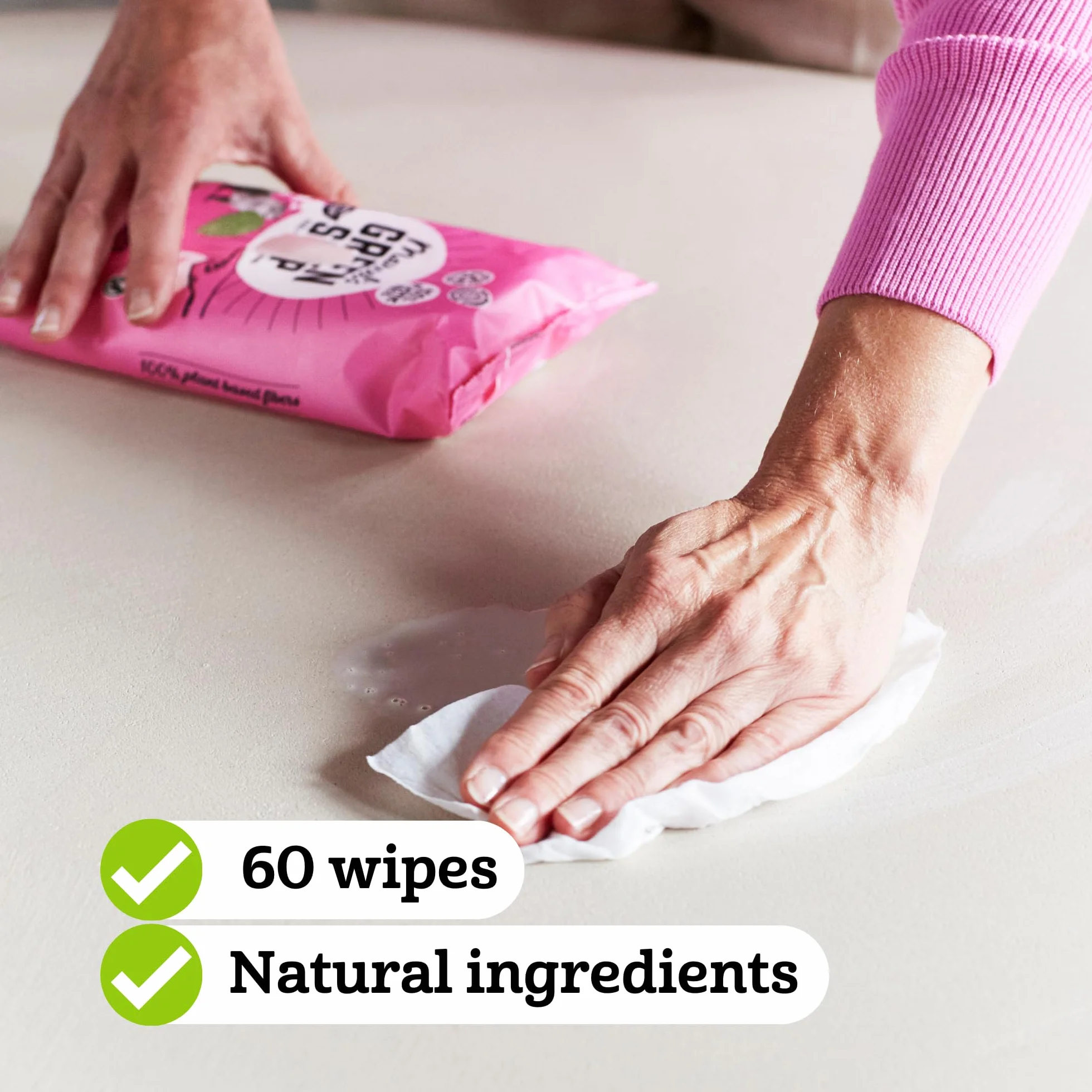 Marcel's Green Soap Chusteczki higieniczne, higieniczne, higieniczne, biodegradowalne, kardamonowe, ziołowe, przyjazne dla środowiska chusteczki do rąk, 60 szt