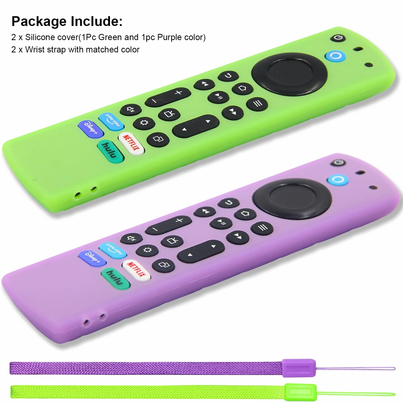 Pinowu Silikonowe etui na pilot zdalnego sterowania (2 szt., świecące w ciemności) do Firestick 4K Max/Hisense/Toshiba/Insignia/Pioneer/Omni (QLED) Series Alexa Voice Remote Enhanced ze smyczą