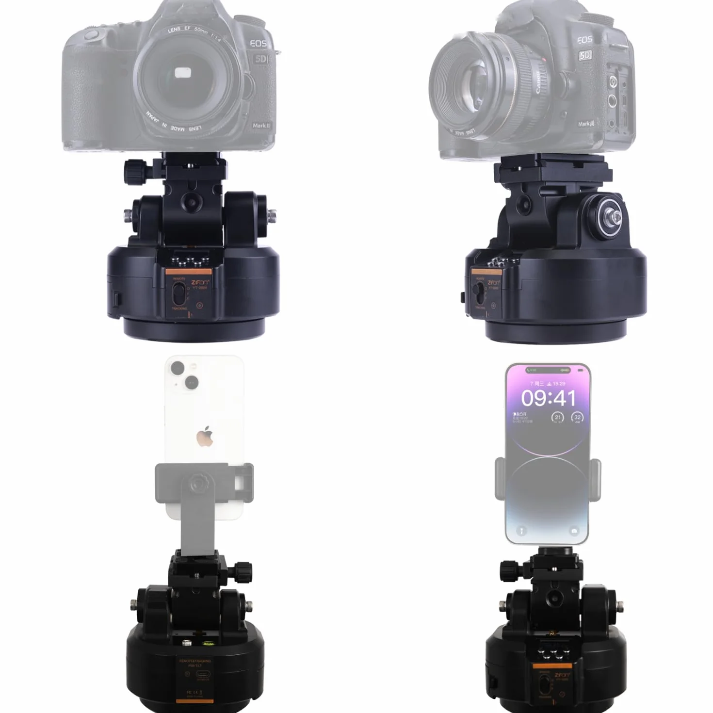ZIFON YT2000 Kamera Zdalnie Sterowana Głowica AI Face Tracking Podwójny Ulepszony Model 2KG dla GoPro LED Smartphone SLR