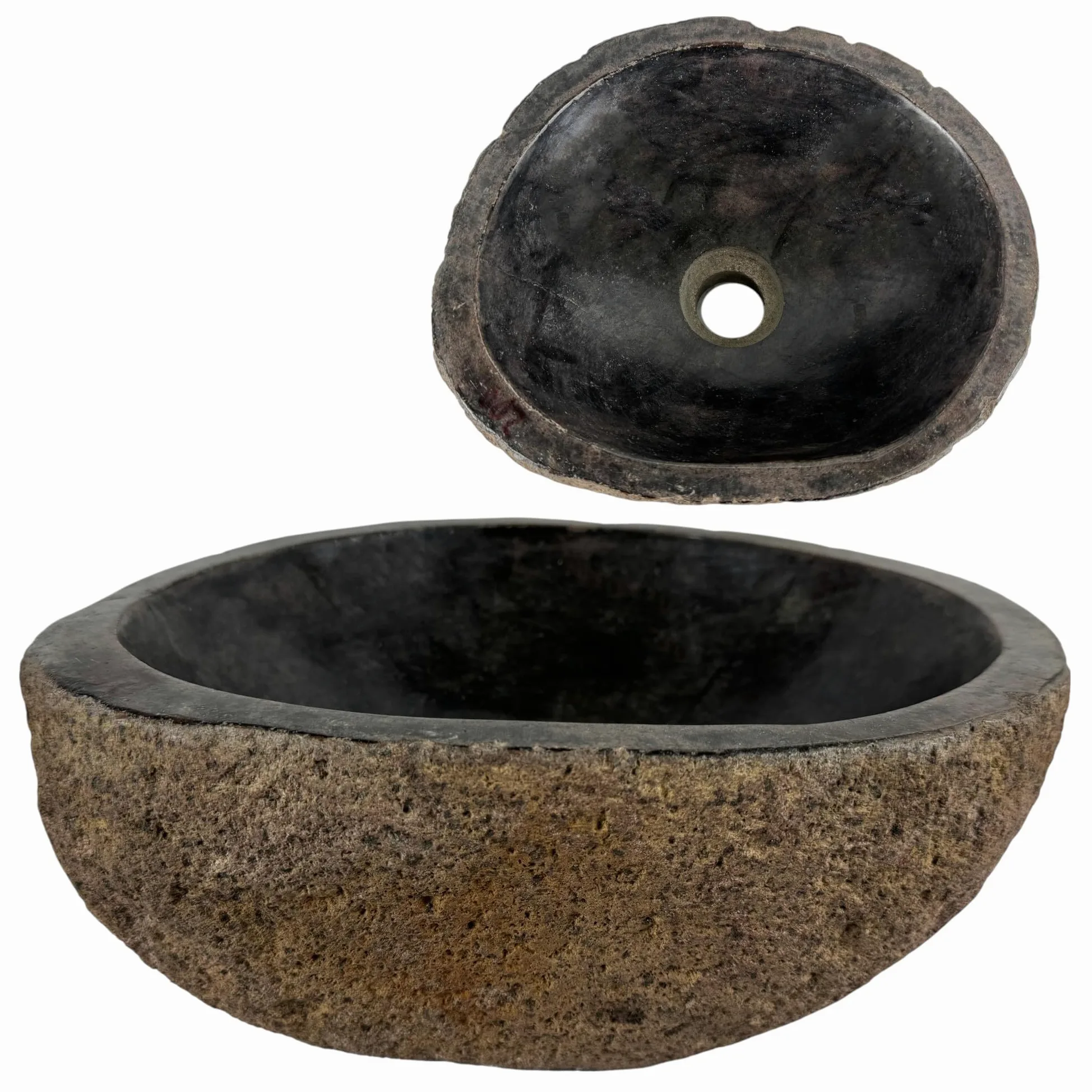 Umywalka owalna (30-35) x (25-30) cm kamień rzeczny - kamień naturalny rdzawy kolor - umywalka do łazienki - zlew - miska do mycia - unikalny kształt i kolor!