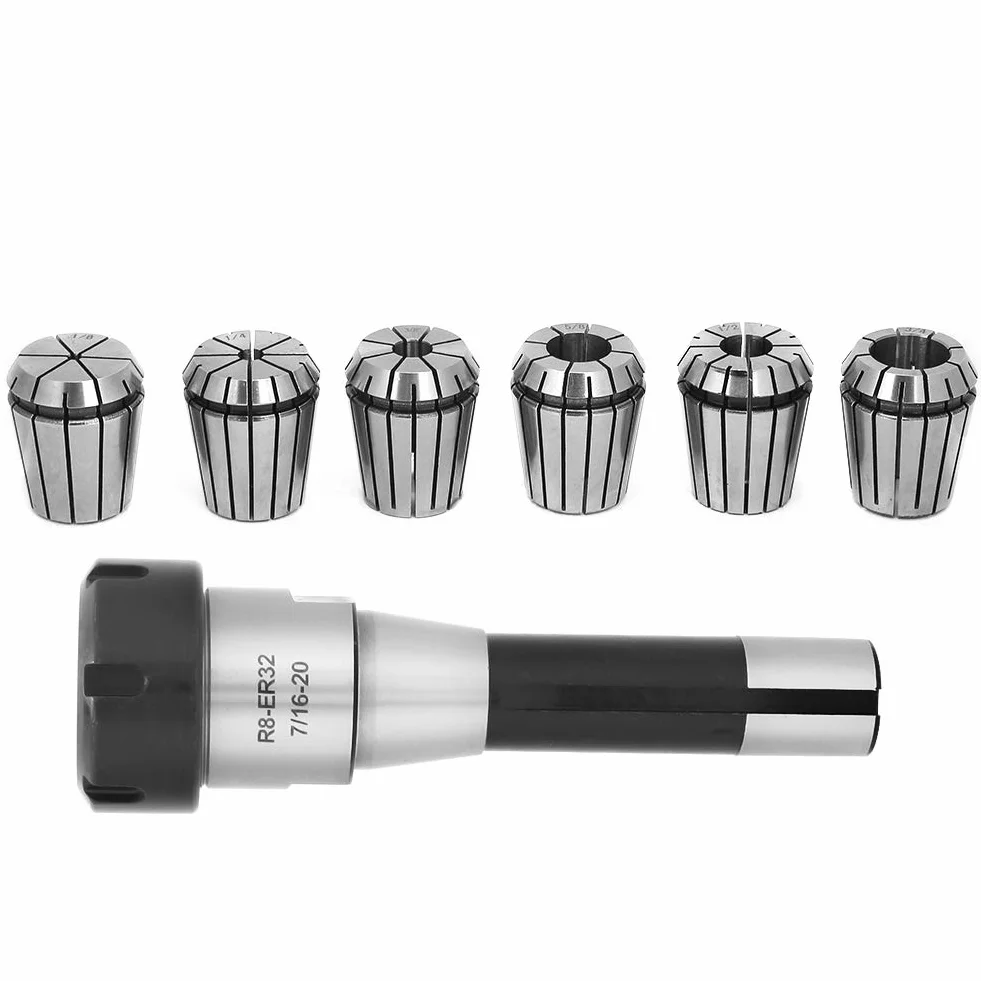Generic Uchwyt Tulejowy R8 ER32 Precyzyjne Narzędzie do Frezowania CNC do Obróbki 16 Cm 1 szt. i 6 Tulei Zaciskowych