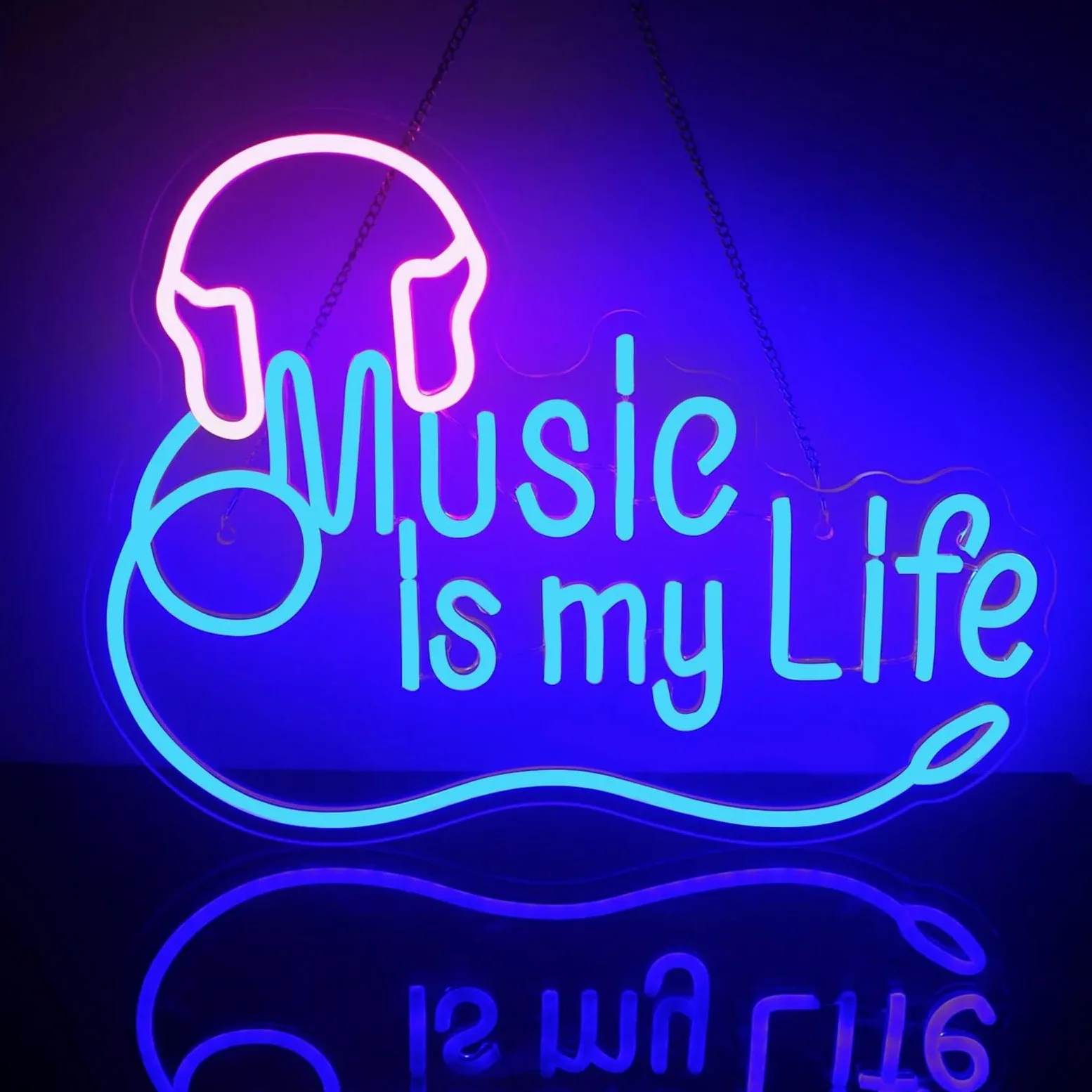 muzyka to moje życie neon led słuchawki neony znaki sypialnia pokój dziecięcy studio muzyczne klub impreza muzyczna muzyka na żywo nocny wystrój usb zasilany neonem