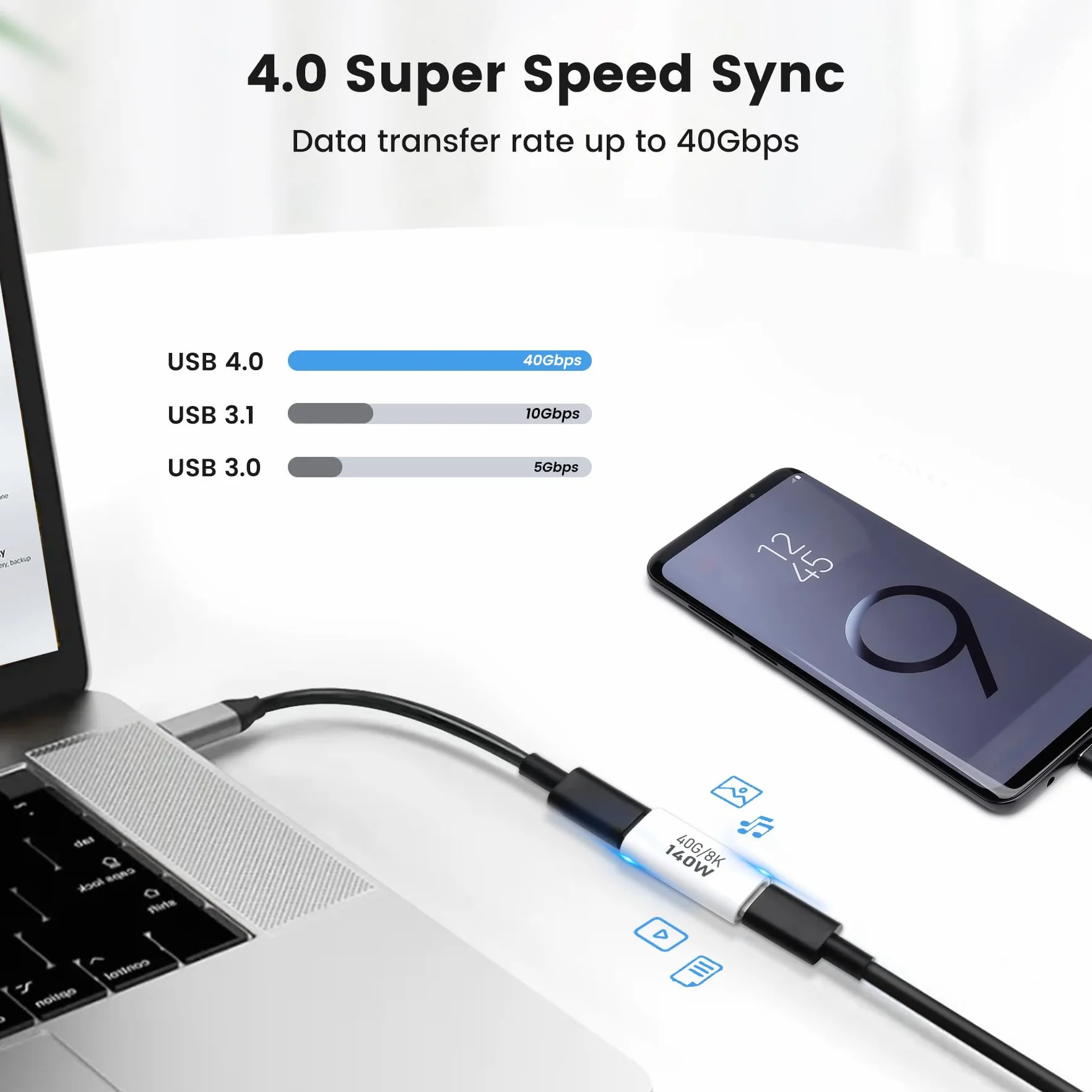 Złącze USB C żeńsko-żeńskie 40 Gb/s 140 W USB 4.0 Typ C 2 sztuki